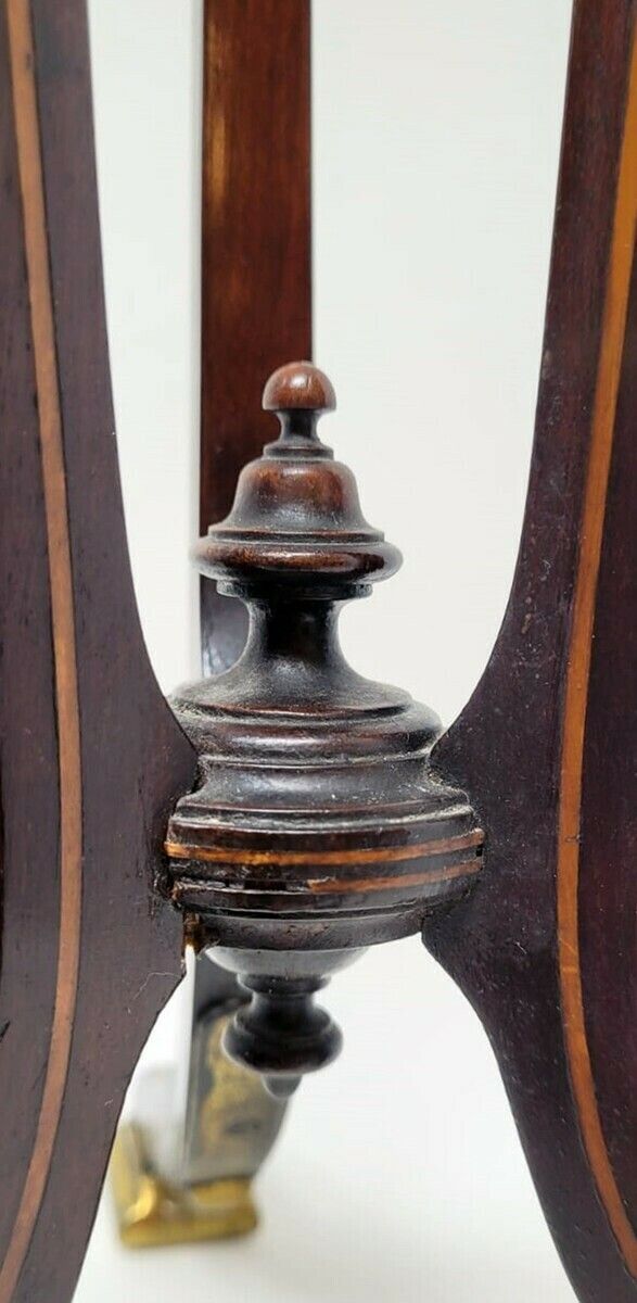 Pair Of Mahogany Marquetry Candlesticks   Tripod Base   Gilded Bronze Shoes photo for sale