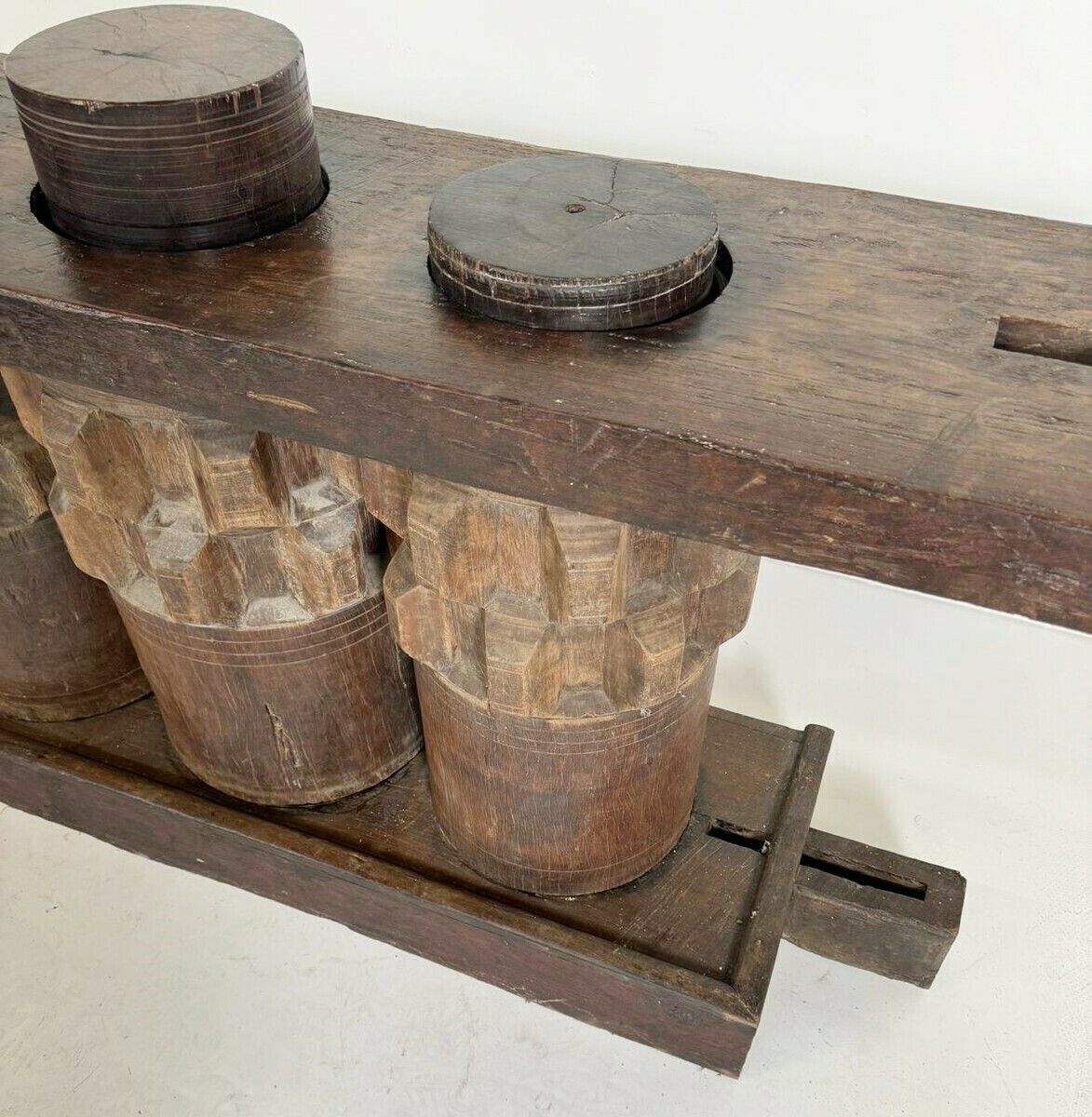 Wooden Console Made Of Sugar Cane Crusher Elements photo 4750.0