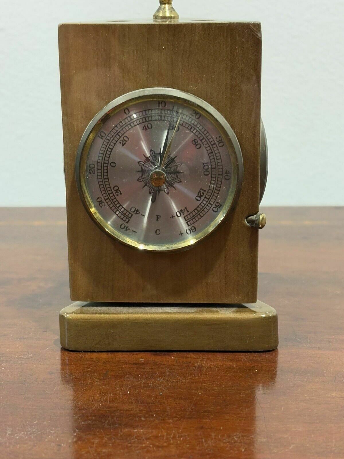 Desk Weather Station, 3 Sides, Barometer, Thermometer & Hygrometer photo vintage