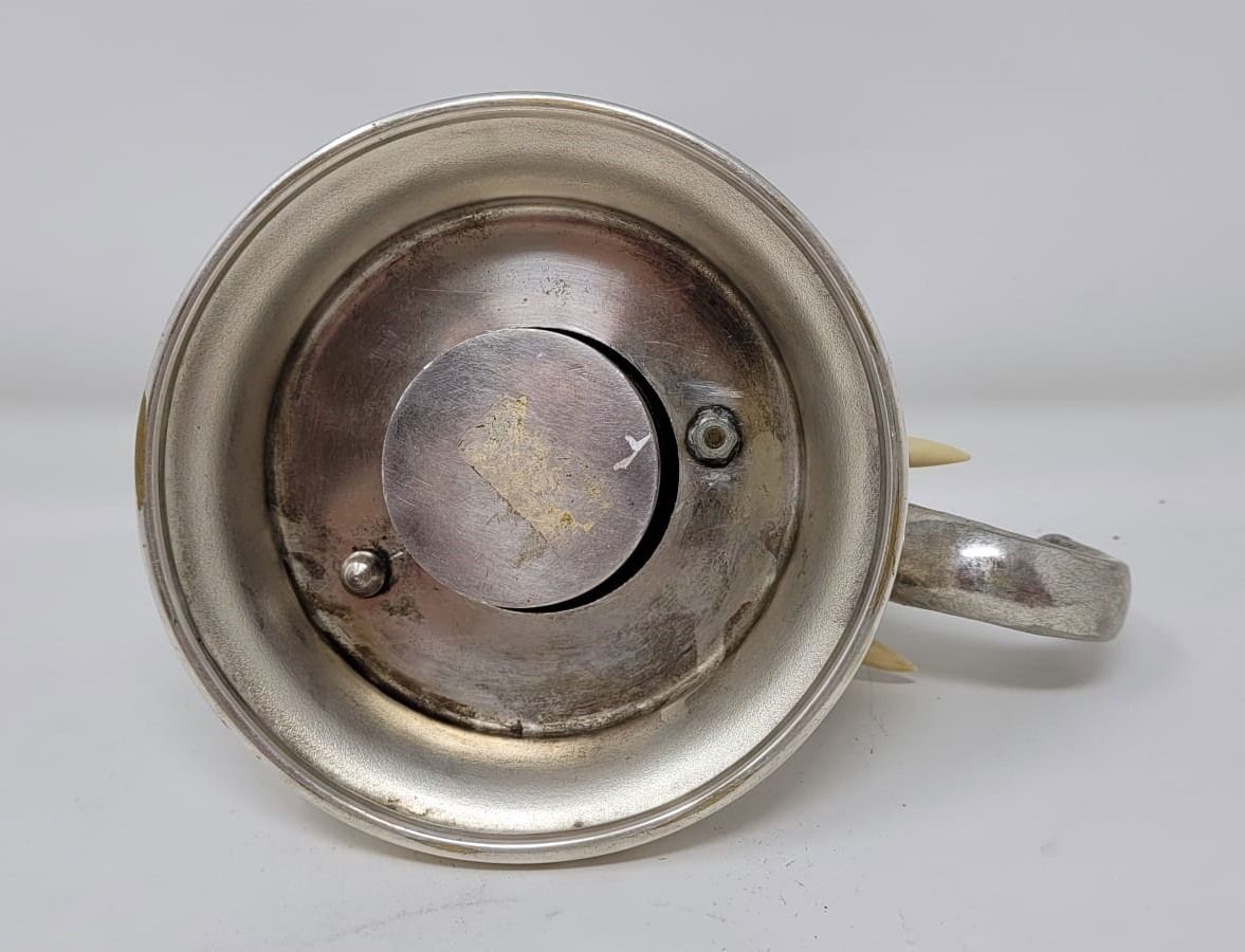 Beautiful Inkwell   Elephant Head In Silver Metal photo for sale