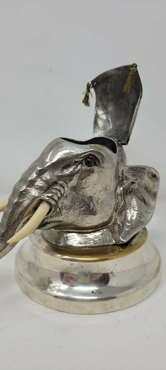 photo furniture Beautiful Inkwell   Elephant Head In Silver Metal