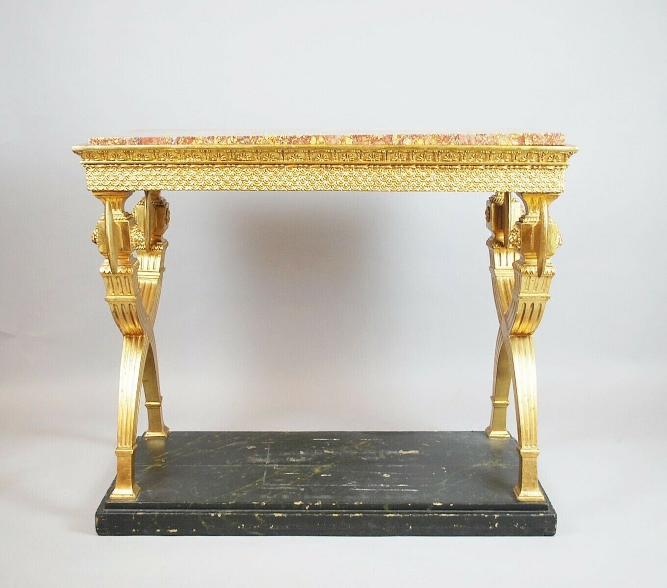 Console In Golden Wood, Marble, 19th.C Sweden. ( Circa 1800 ) photo furniture
