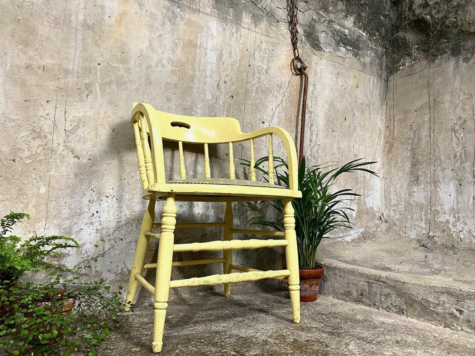Antique Painted Wooden Chair   Professionally Upholstered photo furniture