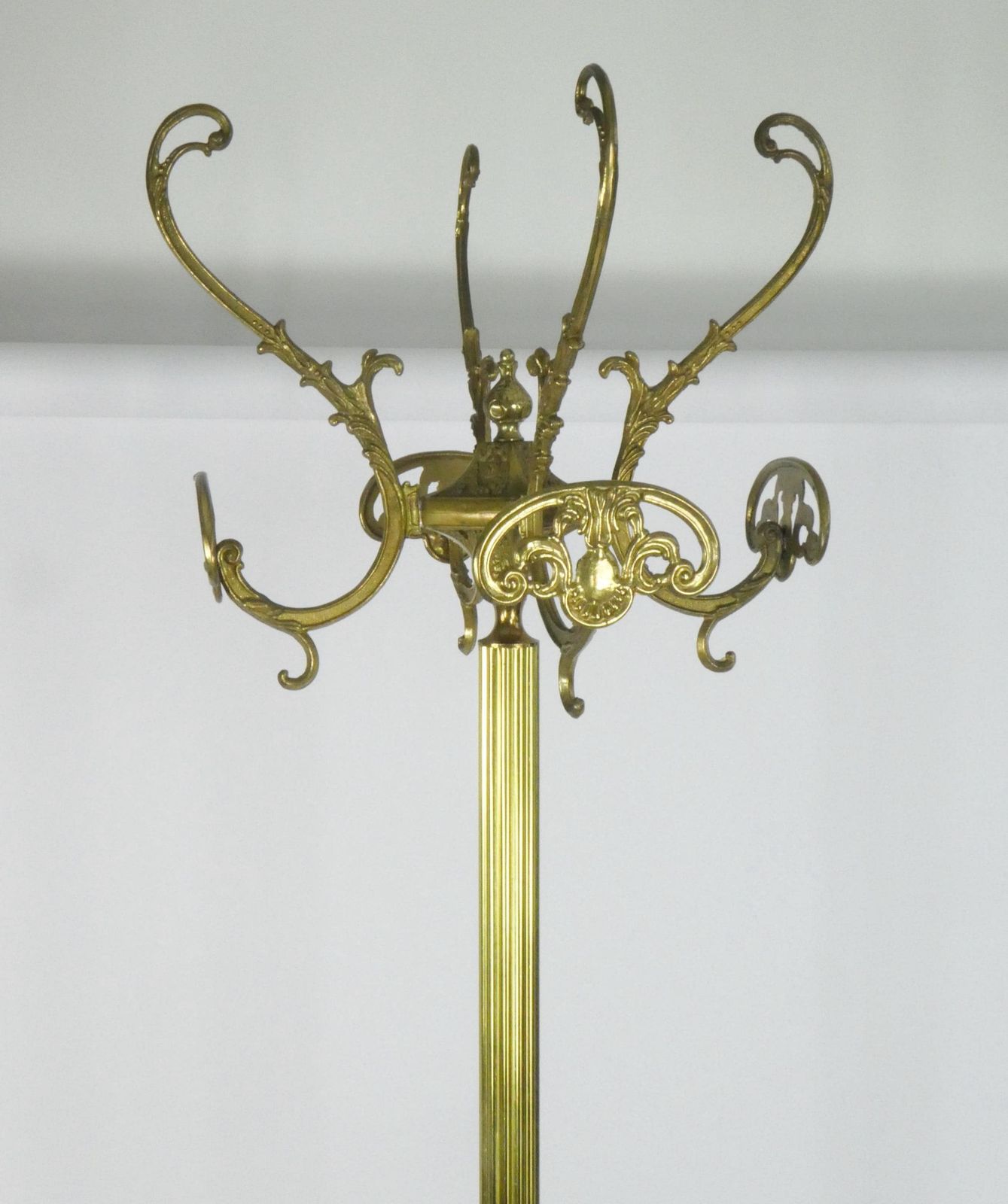 Unique Vintage Italian Brass Standing Coat Rack With Onyx Ball And Fish Figures, Hall Tree Free Standing Hollywood Regency Coat Hat Hanger photo 1086.0