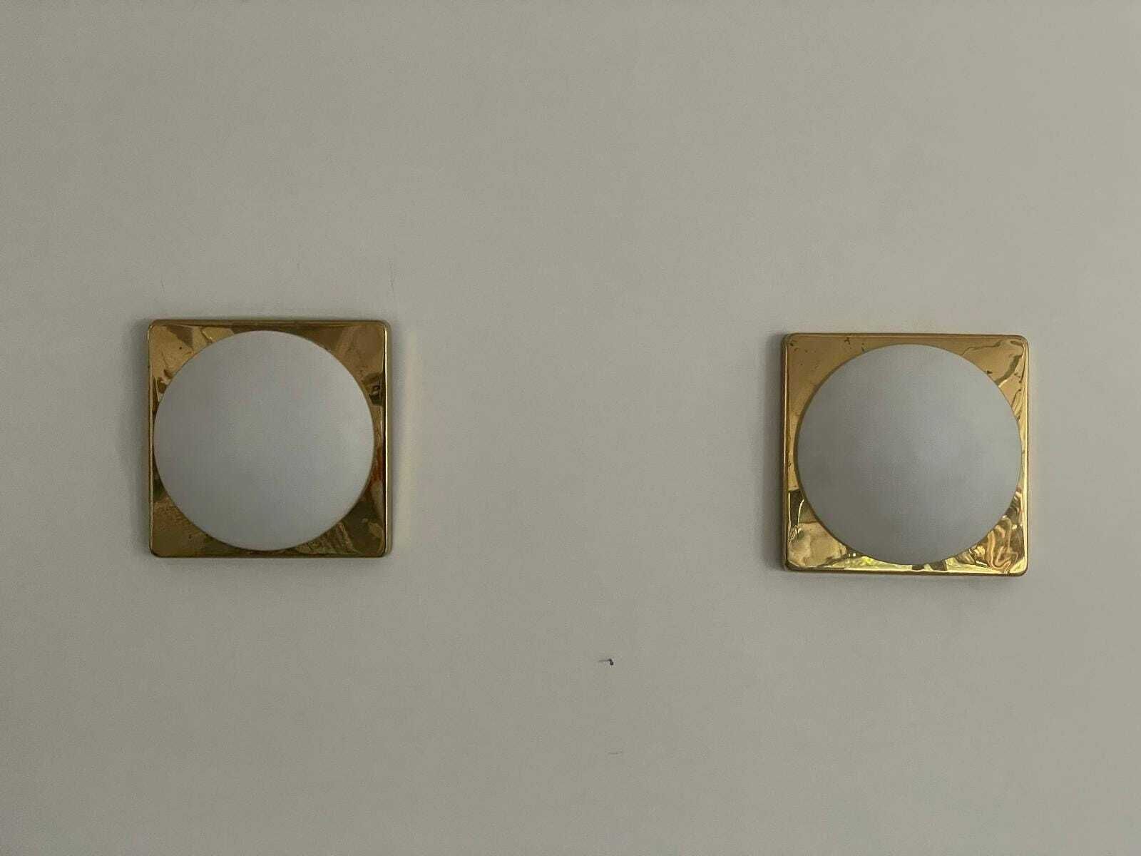 Mid Century Modern Square Design Pair Of Sconces By Rolf Krüger For Heinz Neuhaus Leuchten, 1970s, Germany photo Lighting