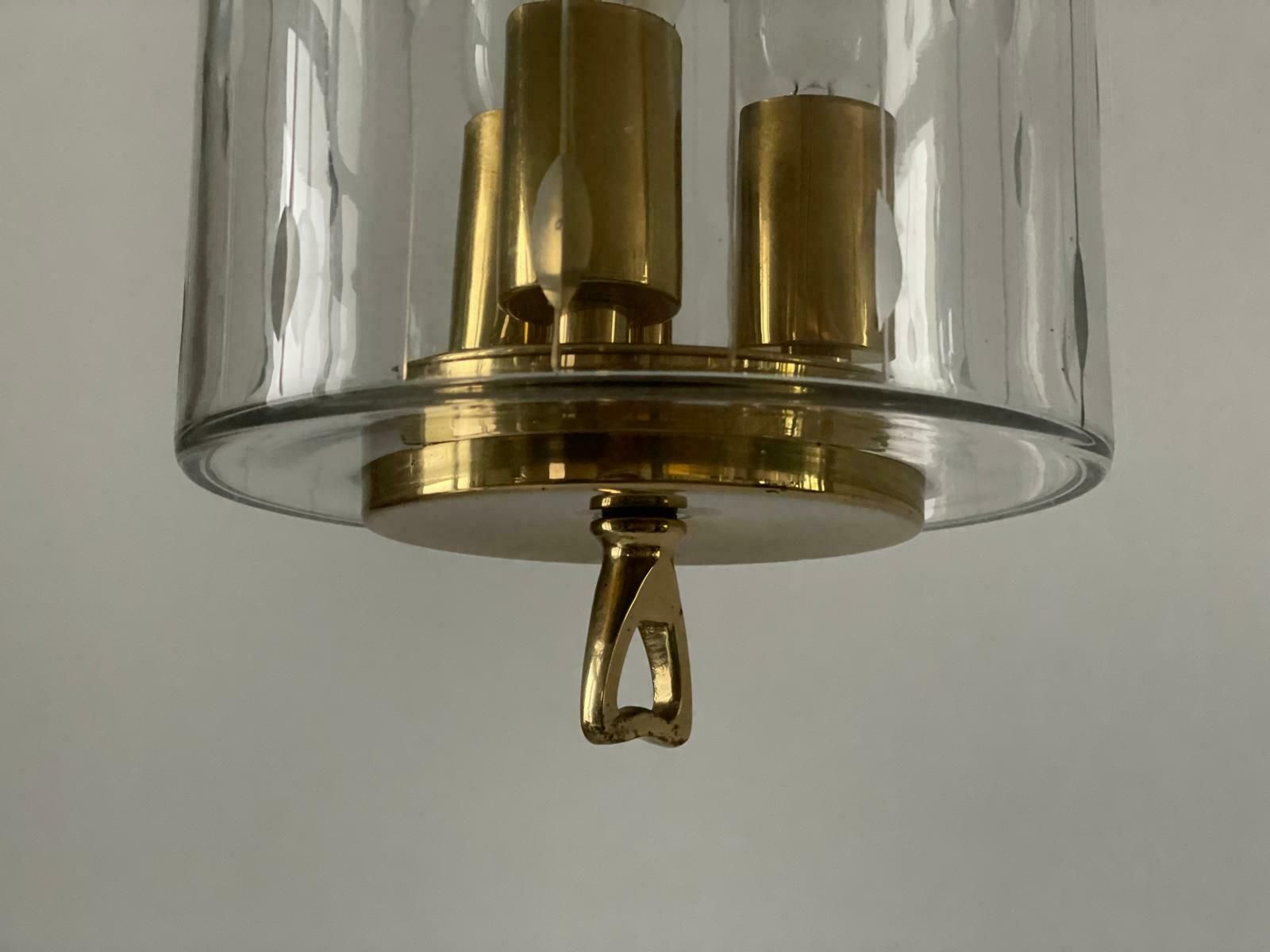 photo furniture Italian Lantern Style Art Deco Glass And Brass Ceiling Lamp, 1950s, Italy