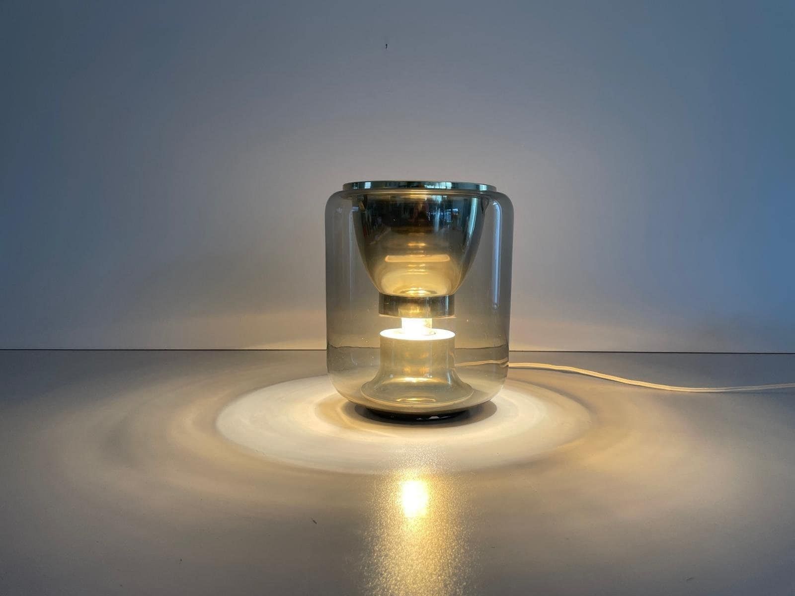 Glass And Gold Metal Ceiling Lamp By Erco, 1970s, Germany