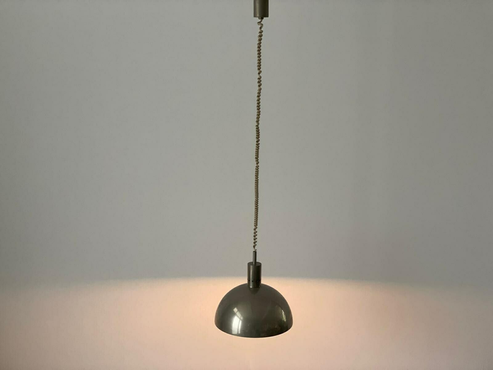 Mid Century Modern Italian Matte Chrome Pendant Lamp, 1960s, Italy photo Lighting