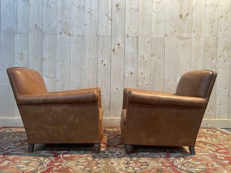 Paire De Fauteuils Club En Imitation Cuir photo vinterior