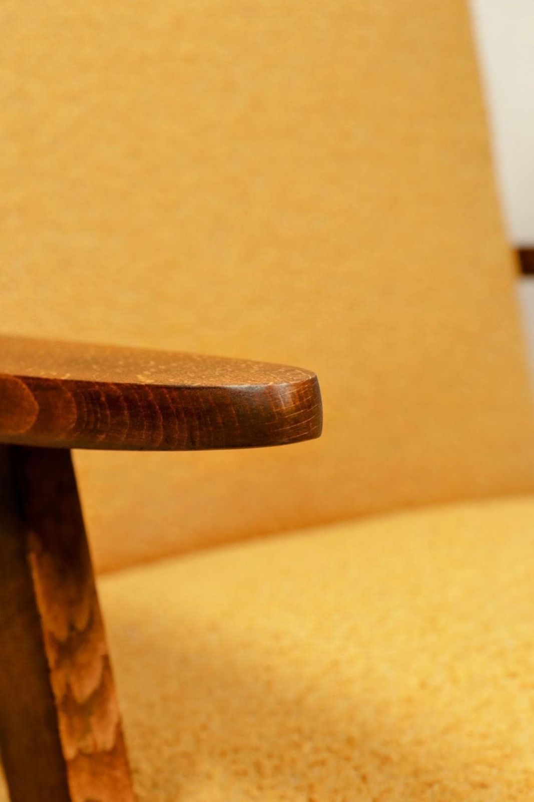 Mid   Century Armchair Yellow Color Boucle Scandinavian Design Wooden Lounge Chair photo buy