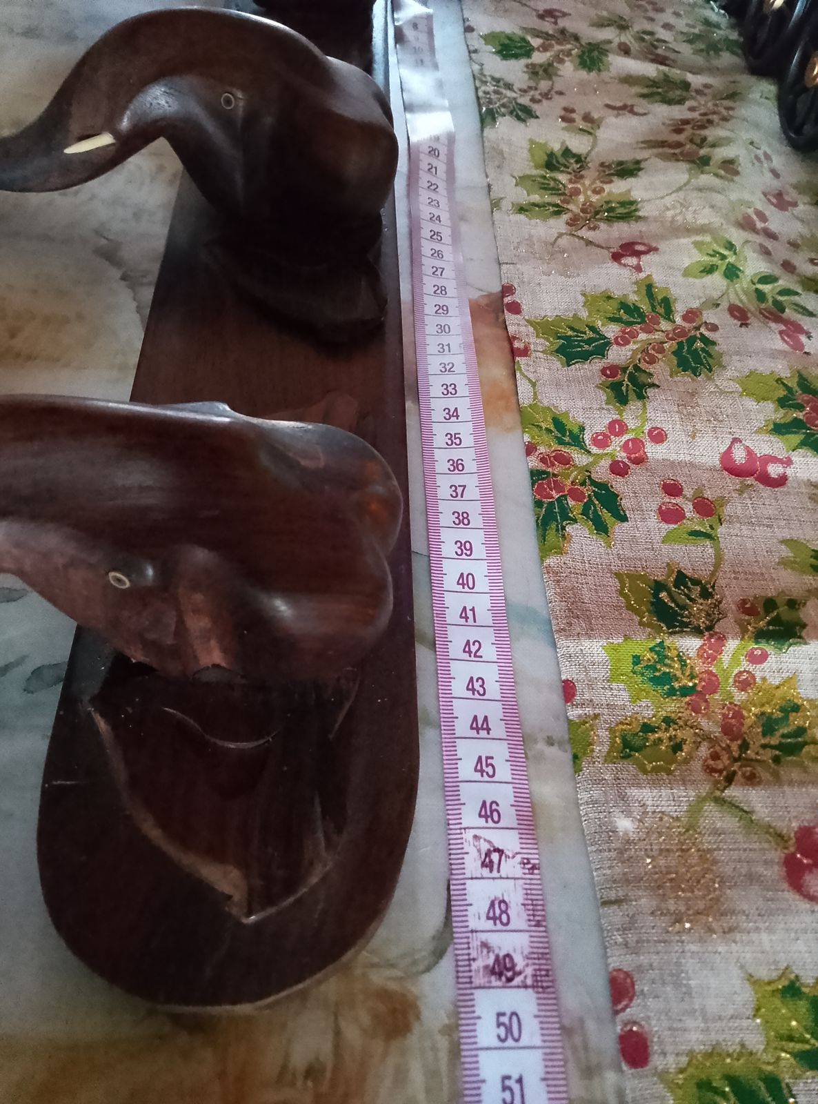 Hand Carved Elephant Coat Or Towel Rail photo vintage