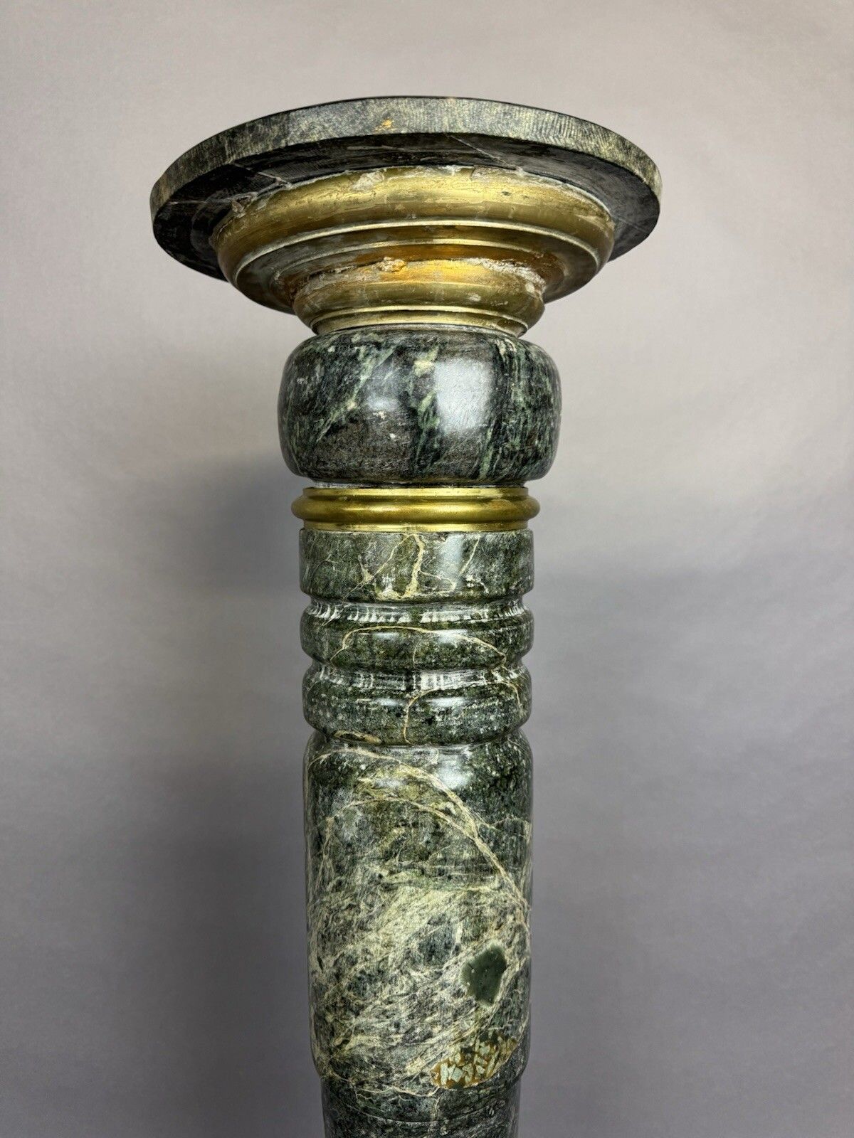 Green Marble And Gilt Italian Column Plinth Pedestal Large Jardinière Louis XVI photo for sale