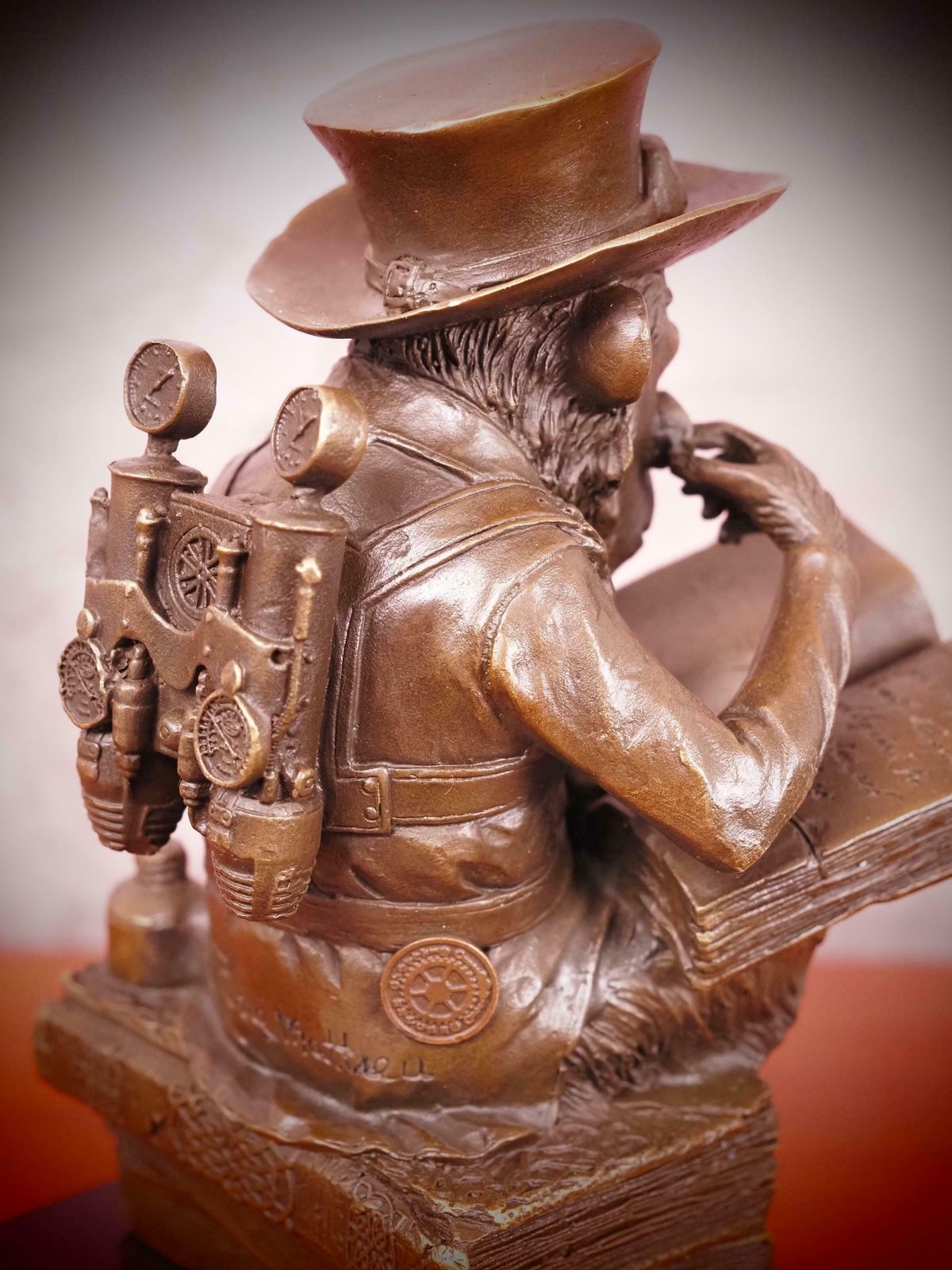 Bronze Steampunk Sculpture Of A Monkey On A Pile Of Books Philosophizing Monkey Statue Bronze photo buy
