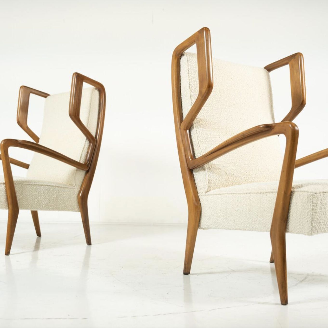 photo for sale Mid Century Modern Highback Armchairs By Orlando Orlandi, Italy, 1950s