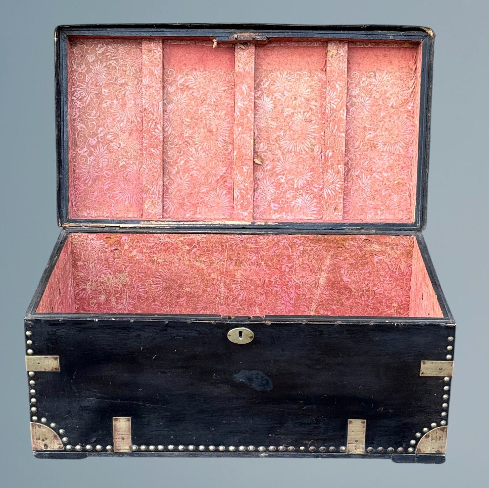 19th Century Leather And Brass Mounted Military Campaign Chest photo for sale