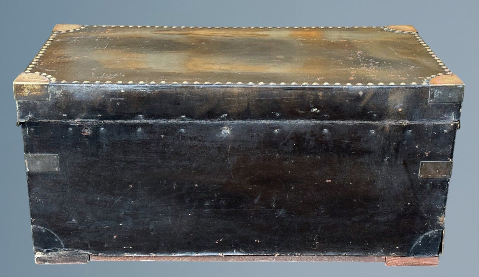 19th Century Leather And Brass Mounted Military Campaign Chest photo vinterior