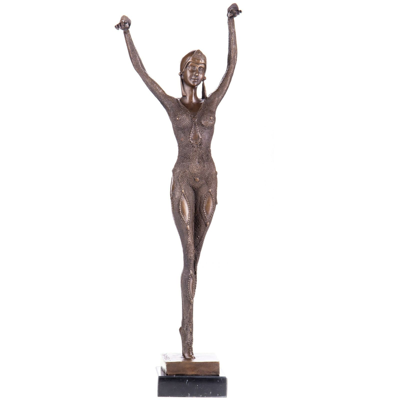 Art Deco Dancer, Cabaret Dancer, Bronze Sculpture On Marble Base, Dancing Woman, Signed, Gift Idea photo Art