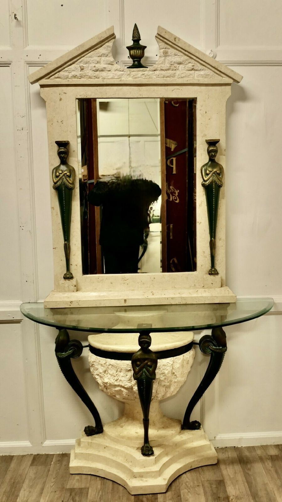 Italian Classical Style Console Table And Mirror Set photo vinterior