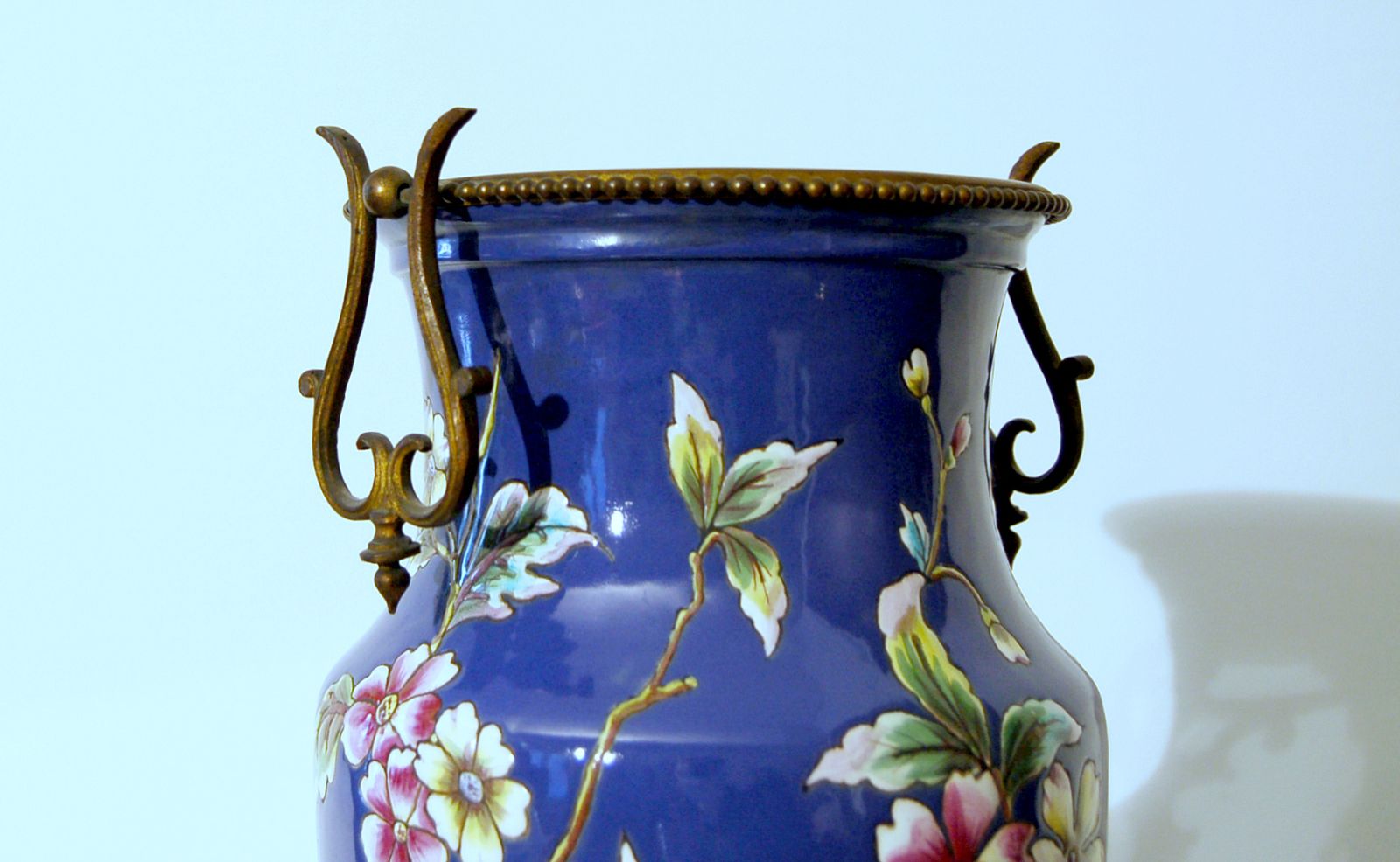 Satsuma Taizan Vase / Meiji Period Japan 19th Century / Bronze Inserts photo furniture