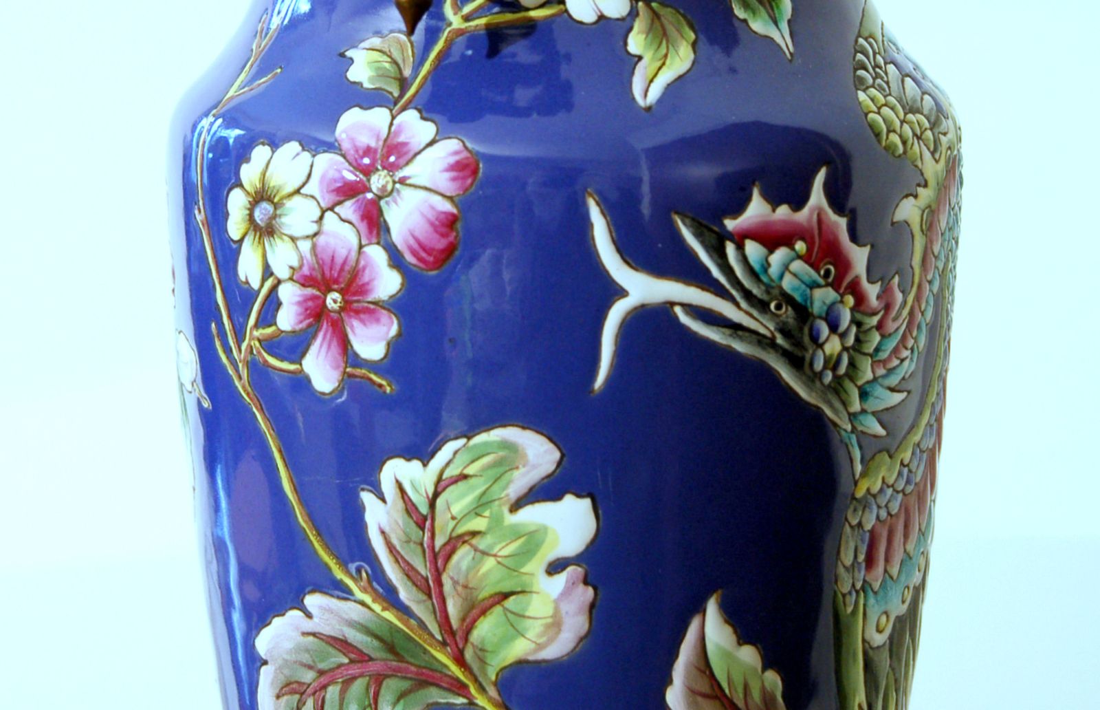 photo for sale Satsuma Taizan Vase / Meiji Period Japan 19th Century / Bronze Inserts