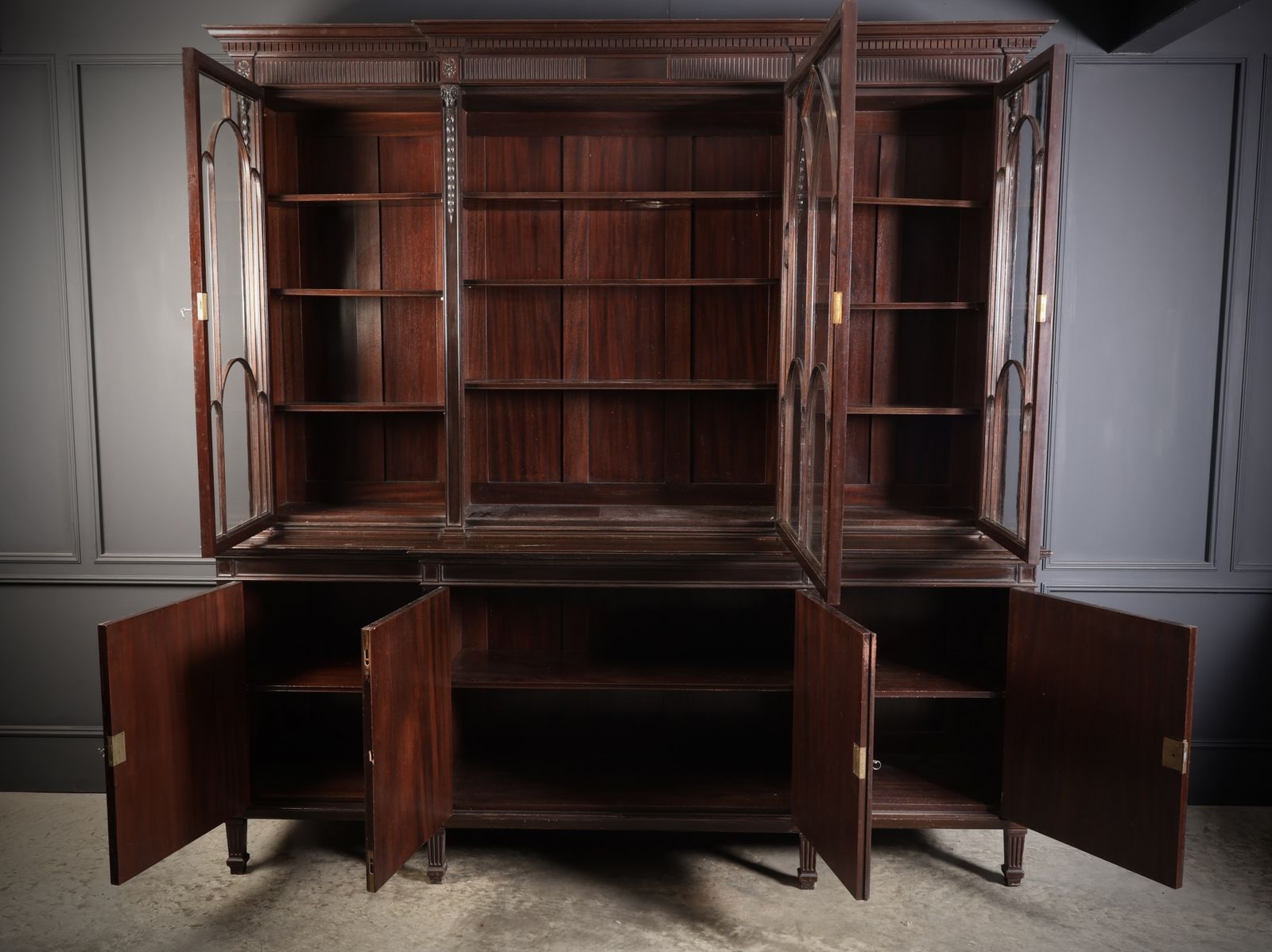 Large Mahogany Breakfront Glazed Bookcase photo furniture