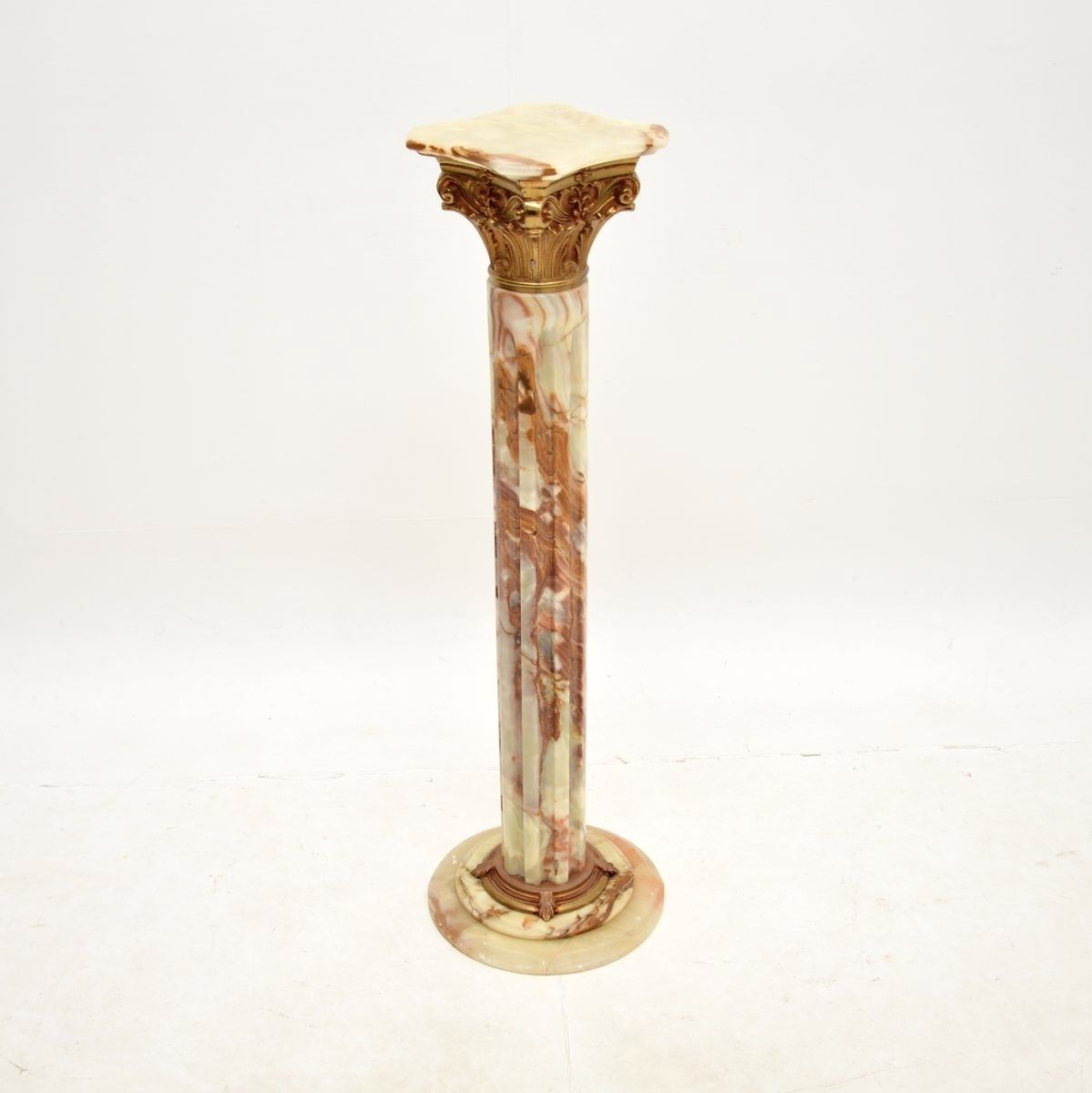 Antique Onyx And Gilt Metal Corinthian Column
