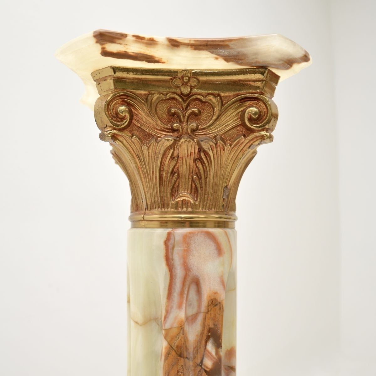 Antique Onyx And Gilt Metal Corinthian Column photo vintage