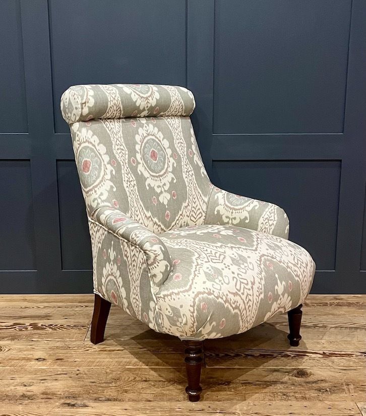 An Antique French Roll Top Bedroom Chair photo for sale