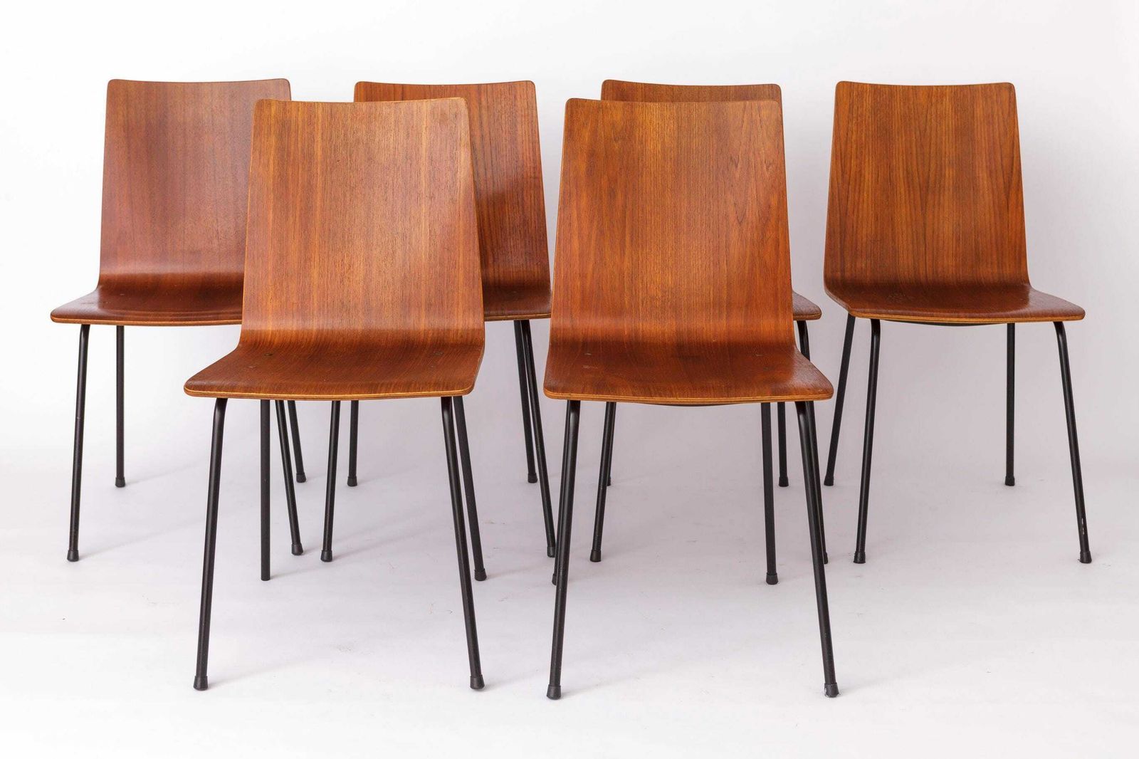 Set Of 6 Plywood Vintage Chairs 1960s   German Design