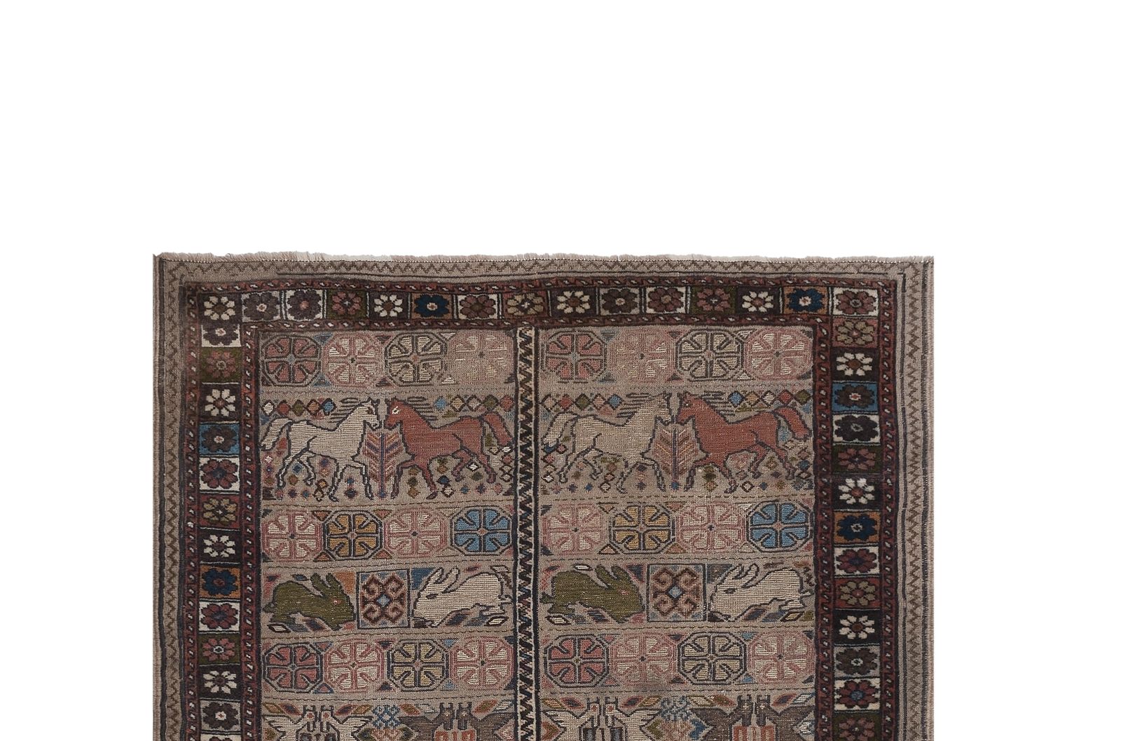 1950s Gabbeh Rug In Animal Pictorials 4'5'' X photo for sale