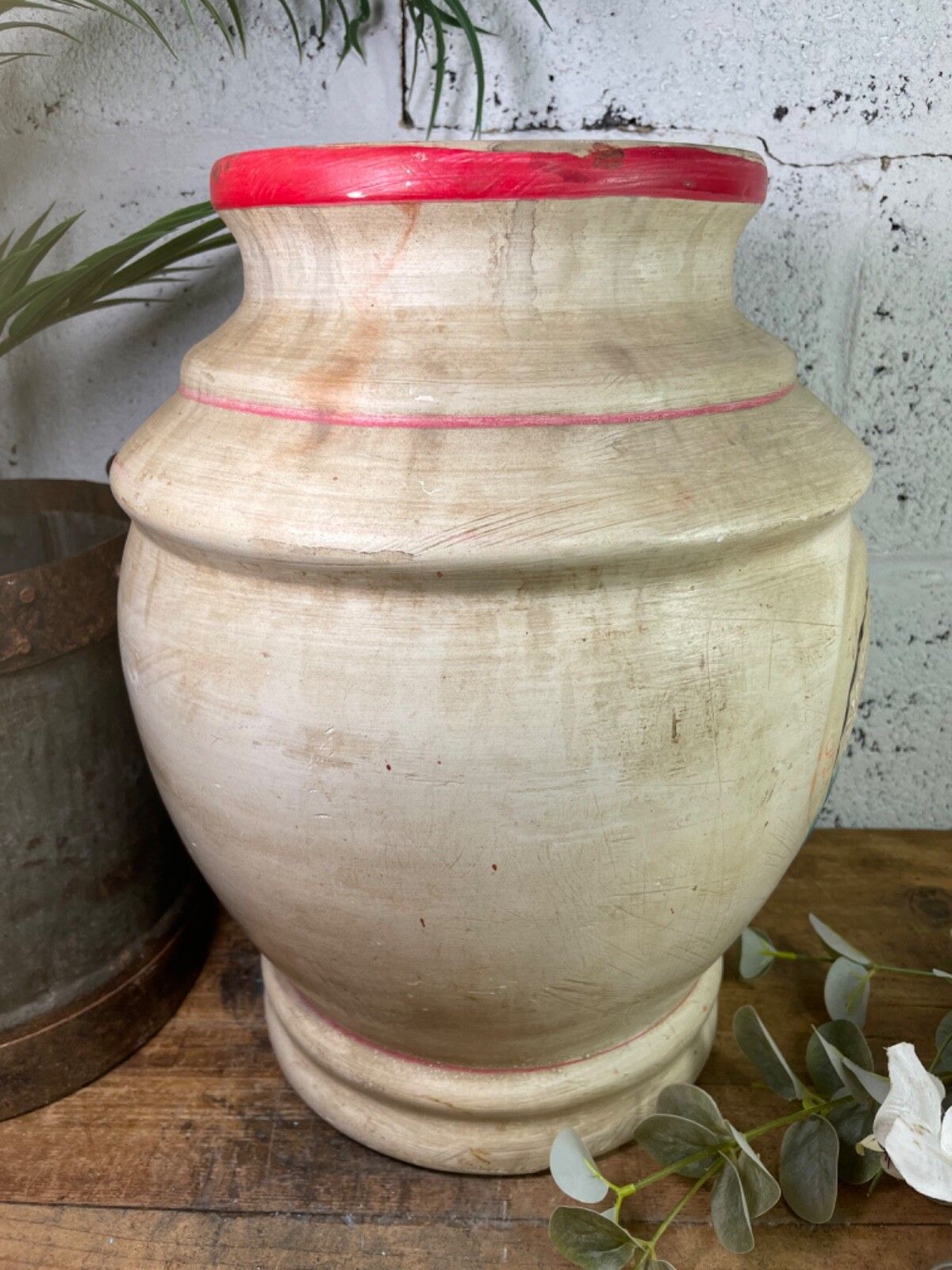 Vintage Indian Hand Painted Terracotta Clay Vase Urn Water Pot photo Home Decor