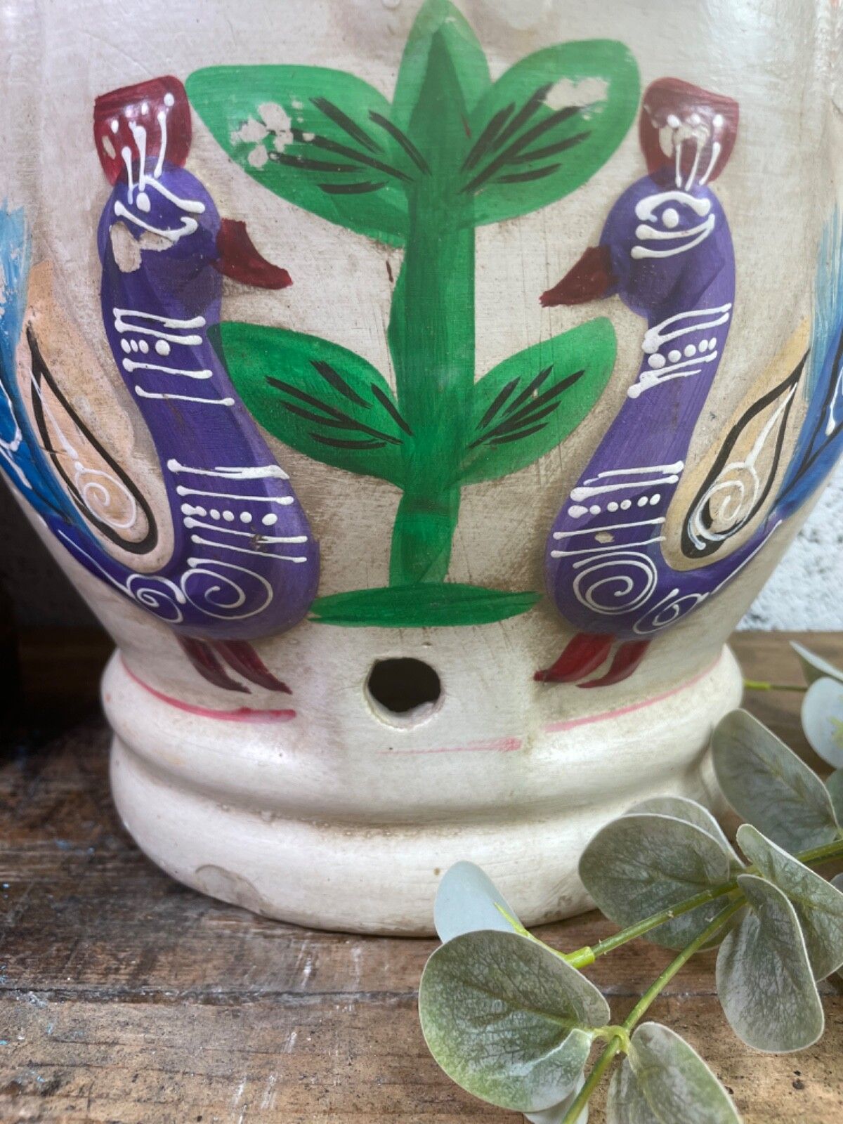 Vintage Indian Hand Painted Terracotta Clay Vase Urn Water Pot photo buy