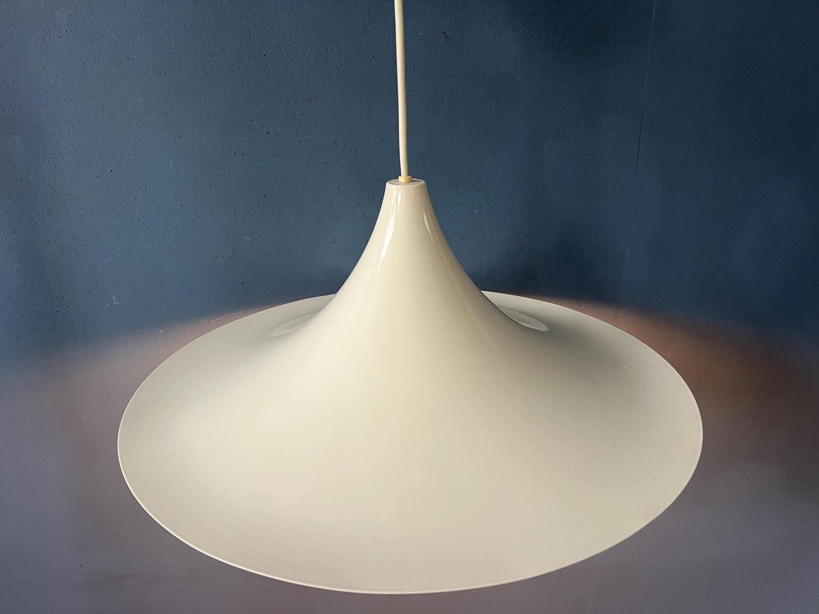 Mid Century Beige Space Age Witch Hat Pendant Light photo for sale