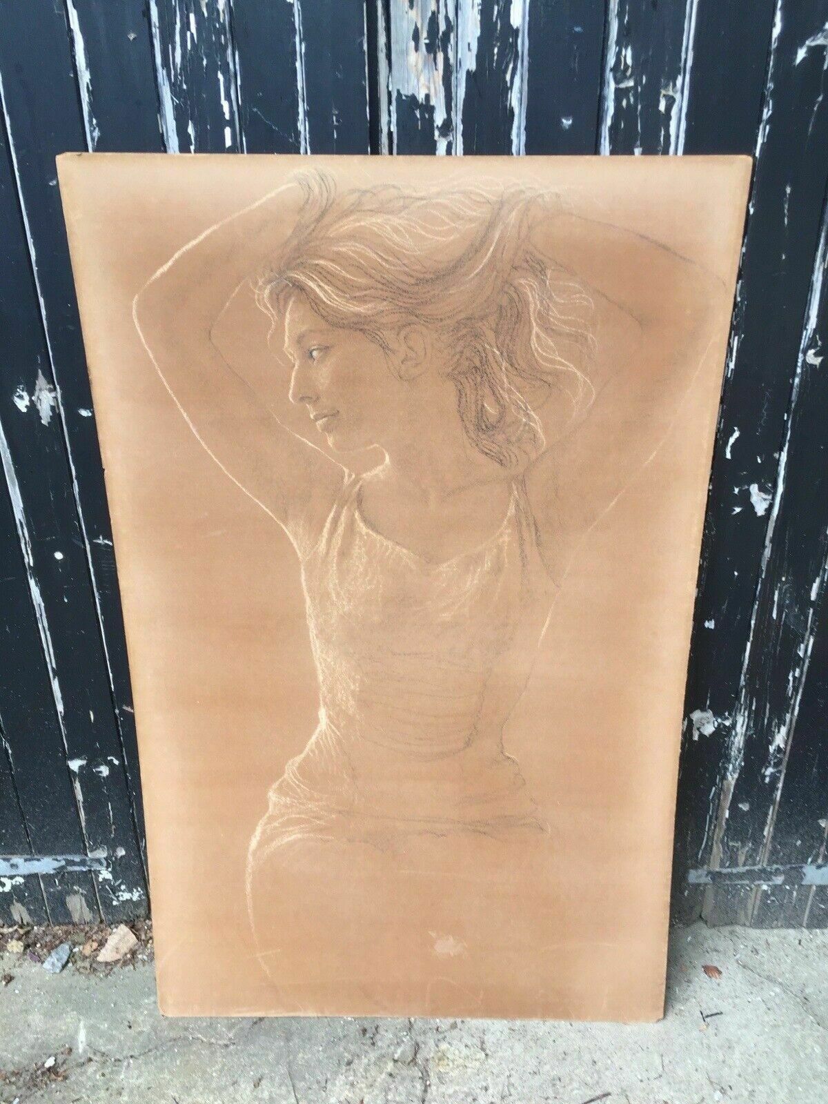 Original Mid Century Life Drawing/ Painting Nicholas Egon Chalk Portrait Artwork Erotic 1960s photo for sale