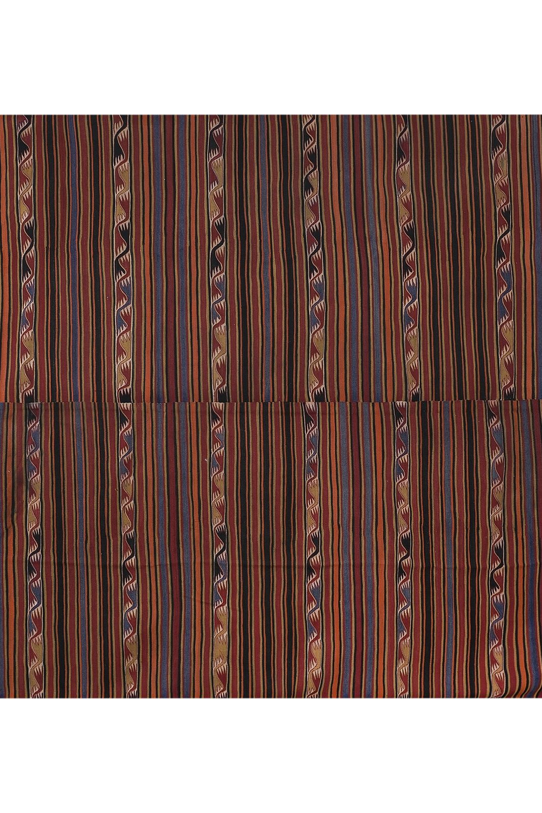 1960s Oversize Bohemian Striped Wool Kilim Rug 9' X 12'5" photo vintage