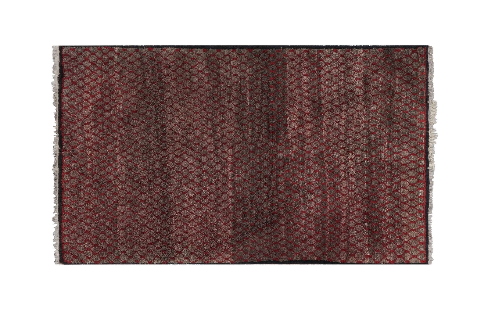Textiles Vintage Wool Gray Red Turkish Tulu Rug 3'5'' X 5'9'' photo