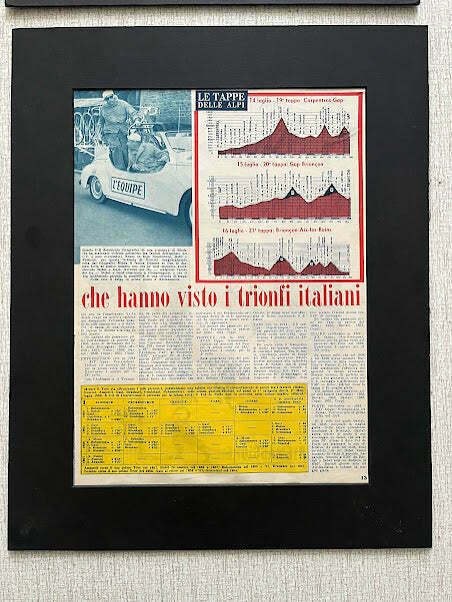 Tour De France Vintage Cycling Print   Mountain Stages Original 1950s photo furniture