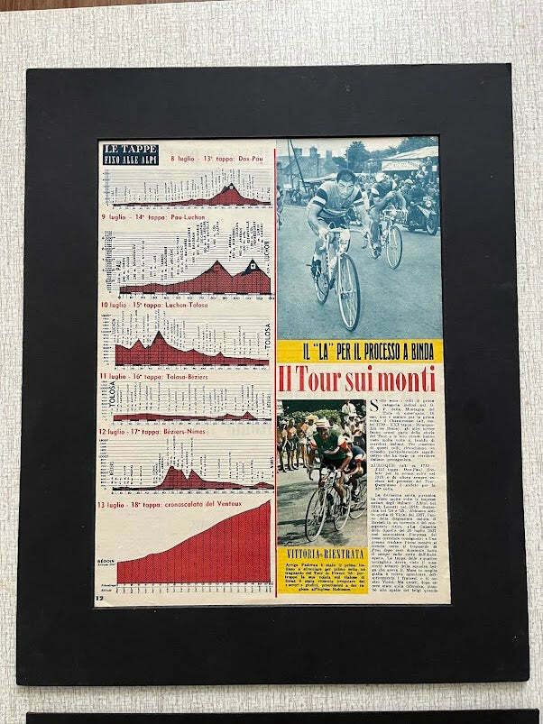 Tour De France Vintage Cycling Print   Mountain Stages Original 1950s photo for sale