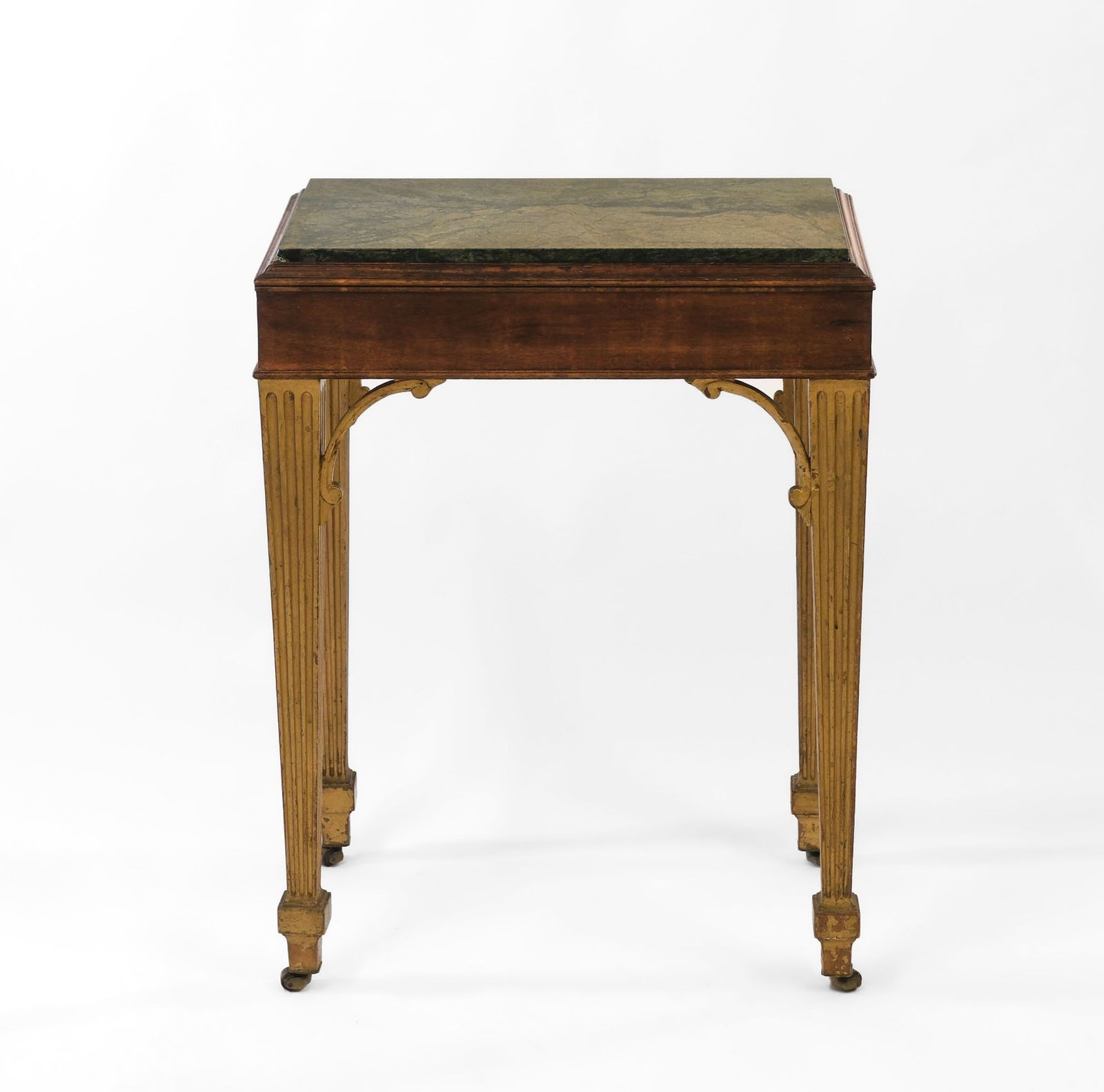 Early 19th Century Small Green Alps Marble Mahogany & Gilt Console Table photo for sale