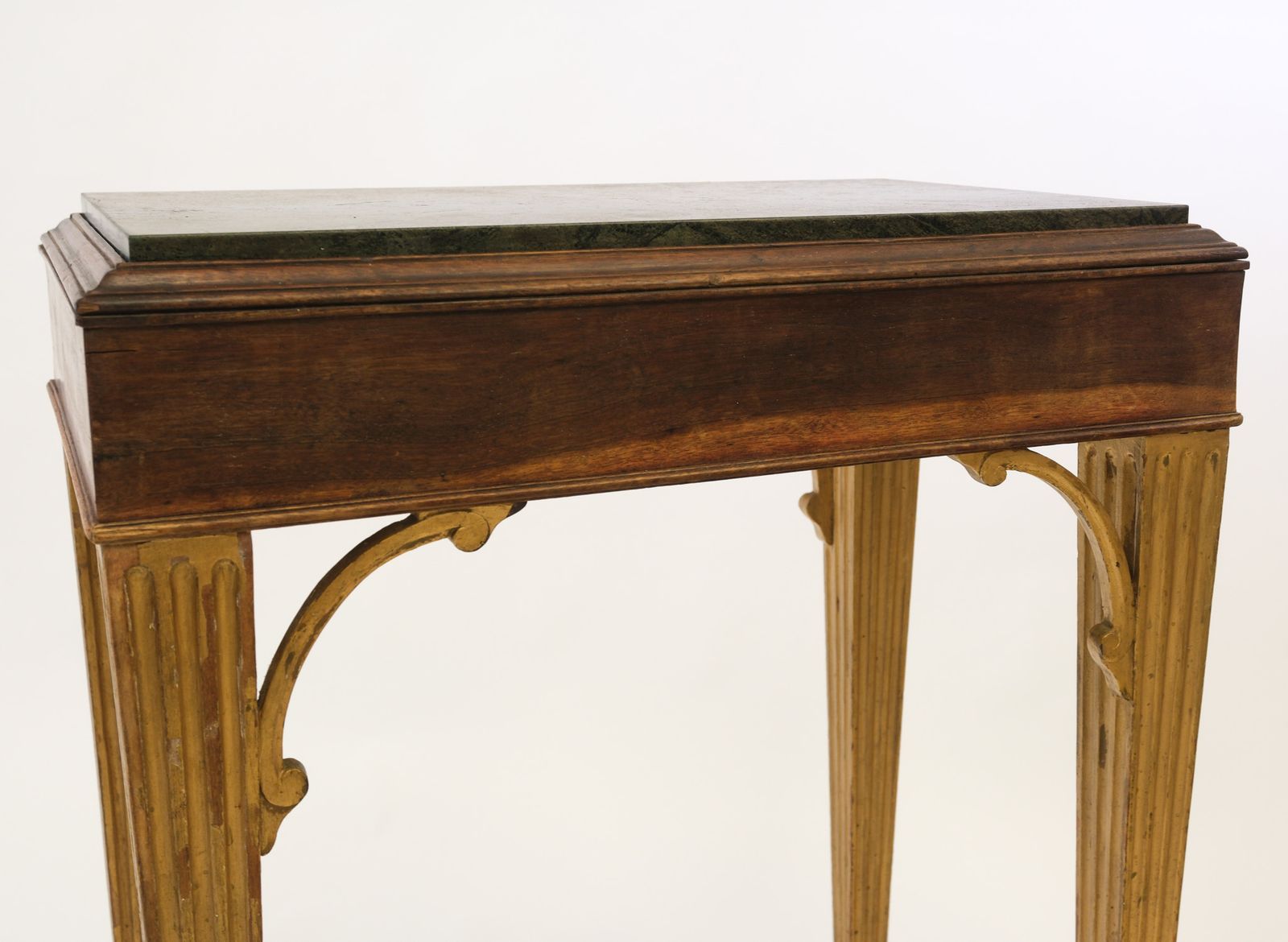 photo vintage Early 19th Century Small Green Alps Marble Mahogany & Gilt Console Table