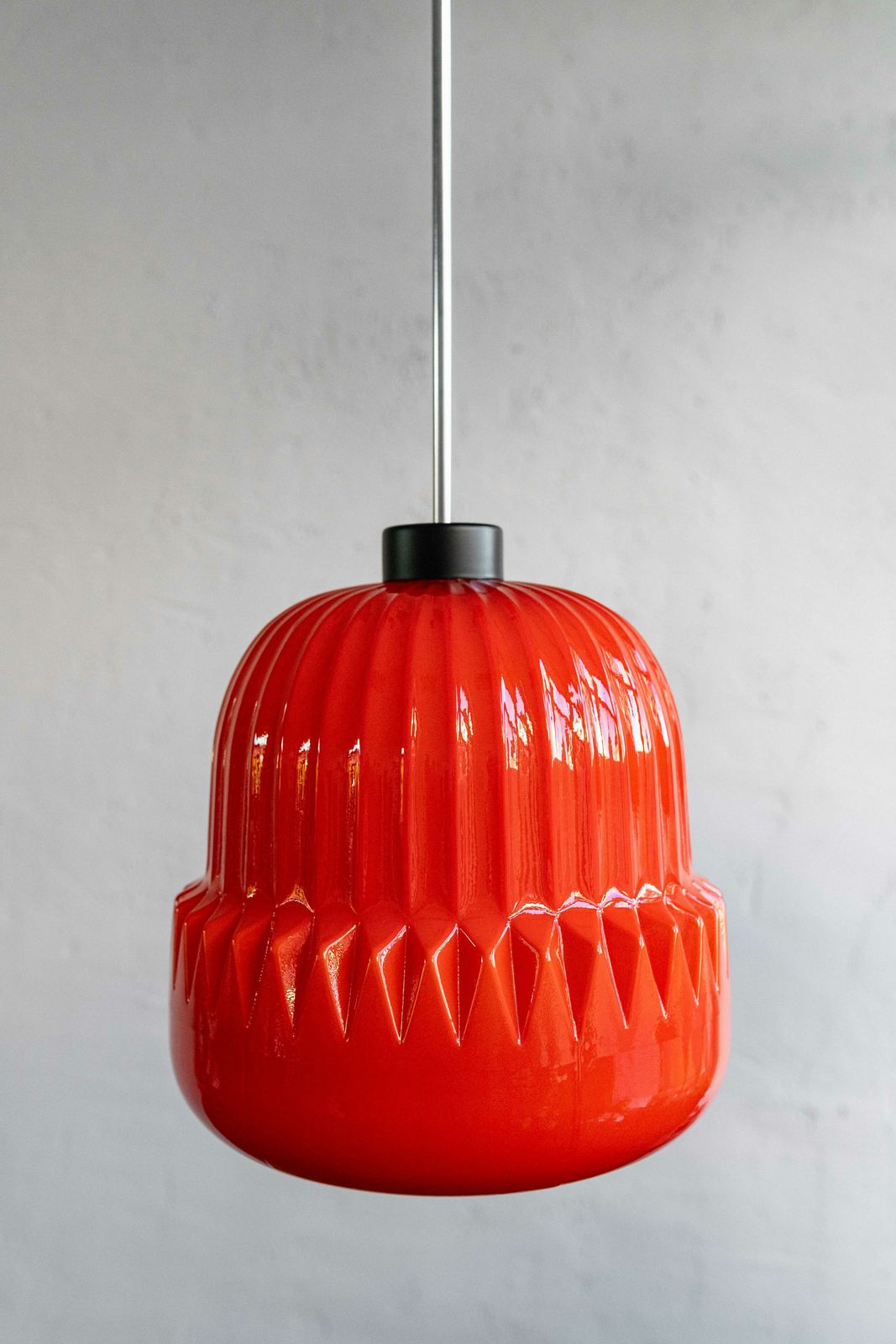 Vintage Czechoslovak Glass Hanging Lamp By Osvětlovací Sklo, 1970s photo 320.0