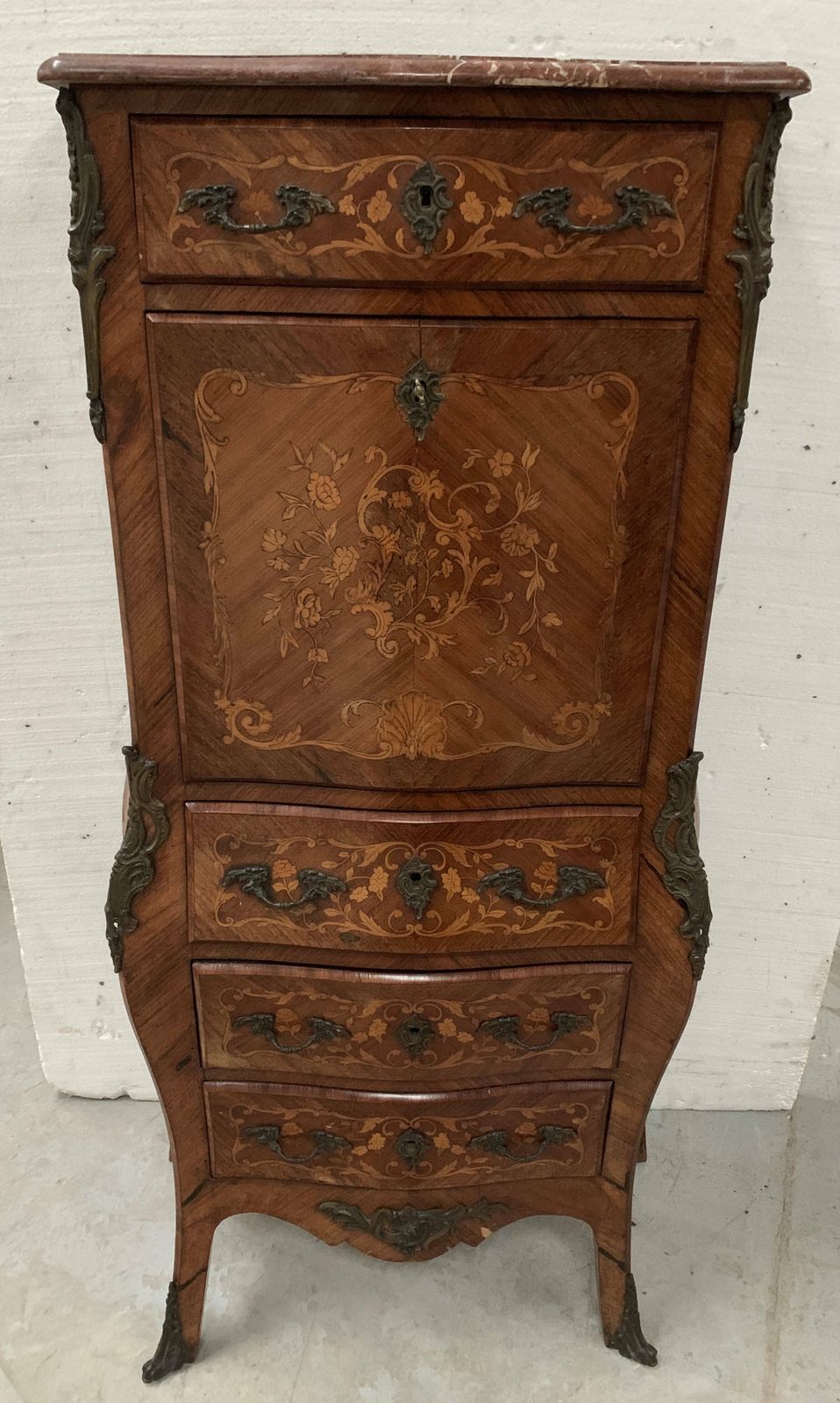 Louis XV Style Lady's Secretary In Light Wood Marquetry, 20th Century photo furniture