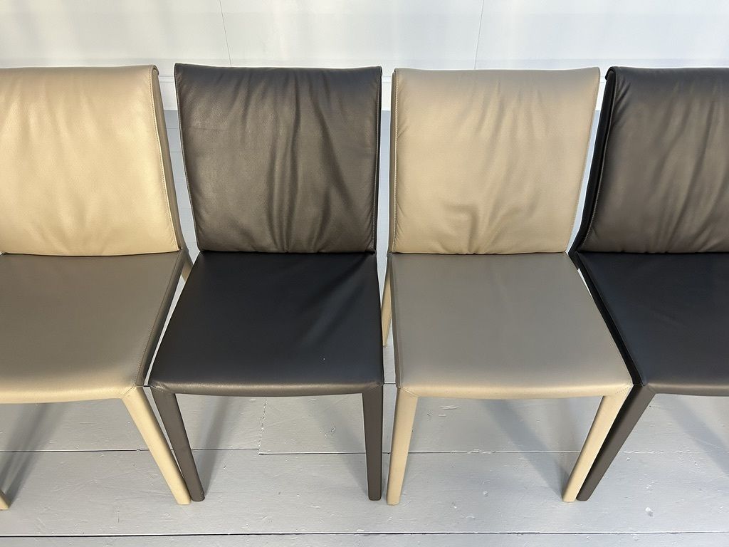 photo furniture Suite Of 10 Cattelan Italia “Italia” Dining Chairs – In Mid & Dark Grey Leather