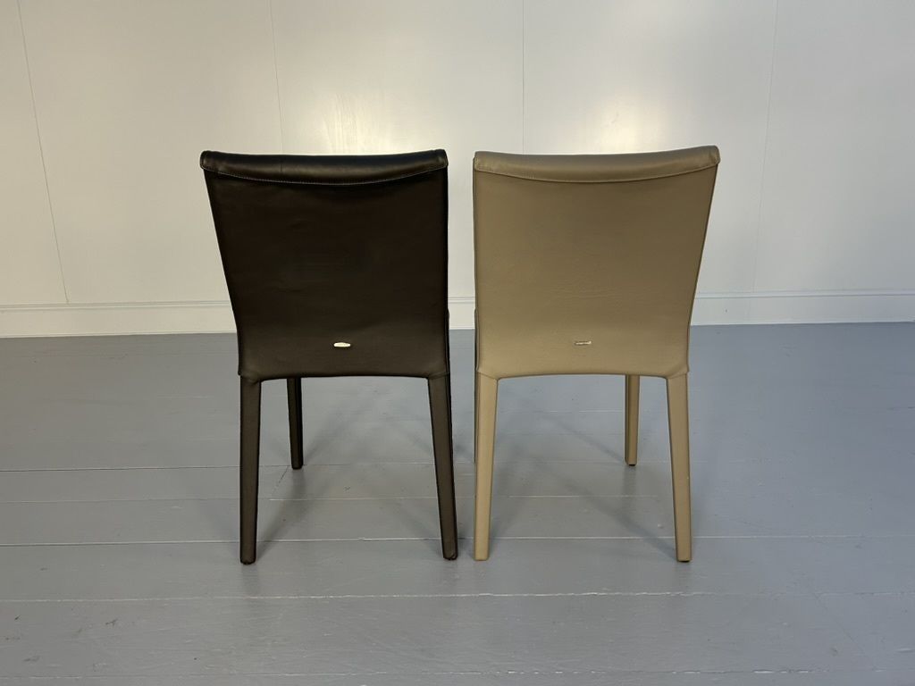 Furniture Suite Of 10 Cattelan Italia “Italia” Dining Chairs – In Mid & Dark Grey Leather photo
