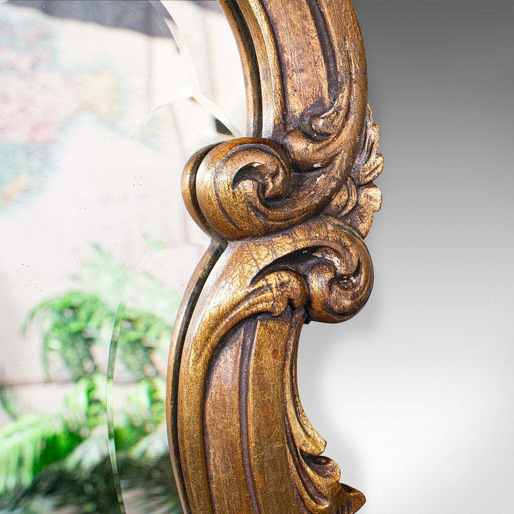Antique Baroque Wall Mirror, French, Giltwood, Vanity, Hallway, Edwardian, 1910 photo vinterior