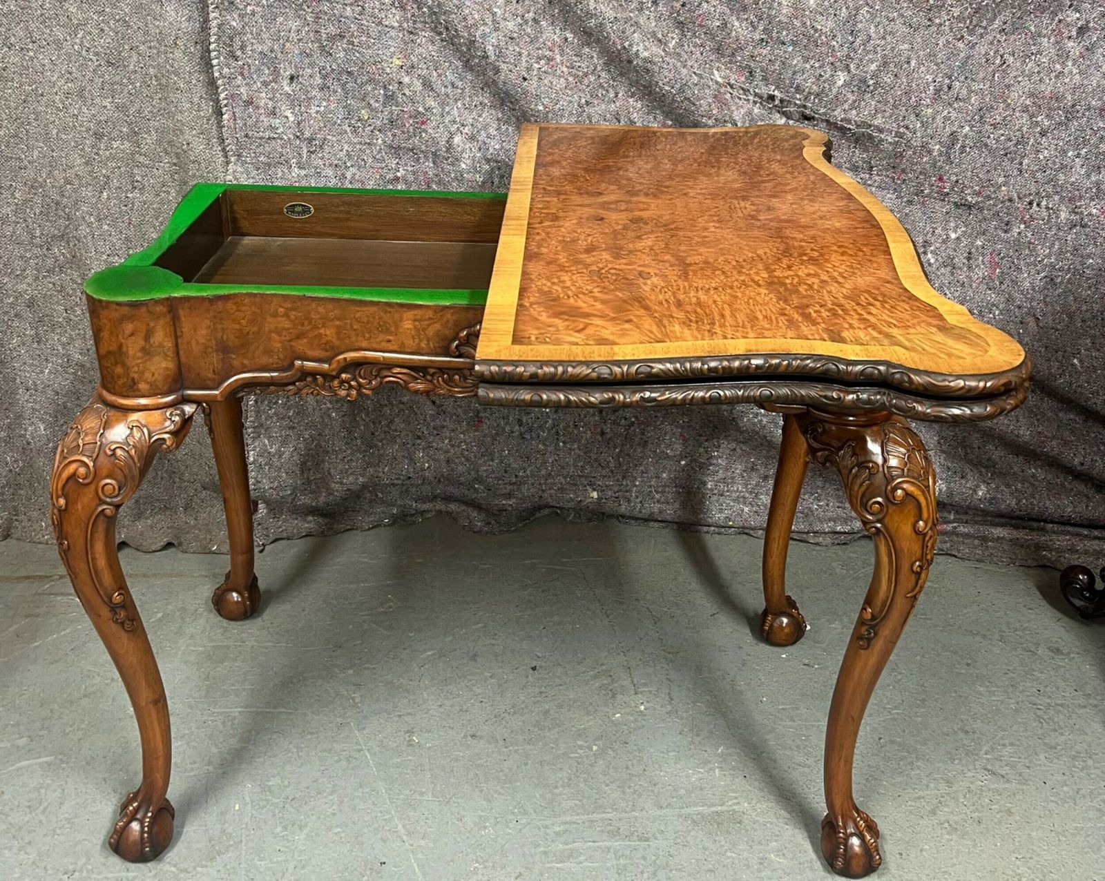 Fine Burr Walnut Card Table By Maple & Co. Of London photo vintage