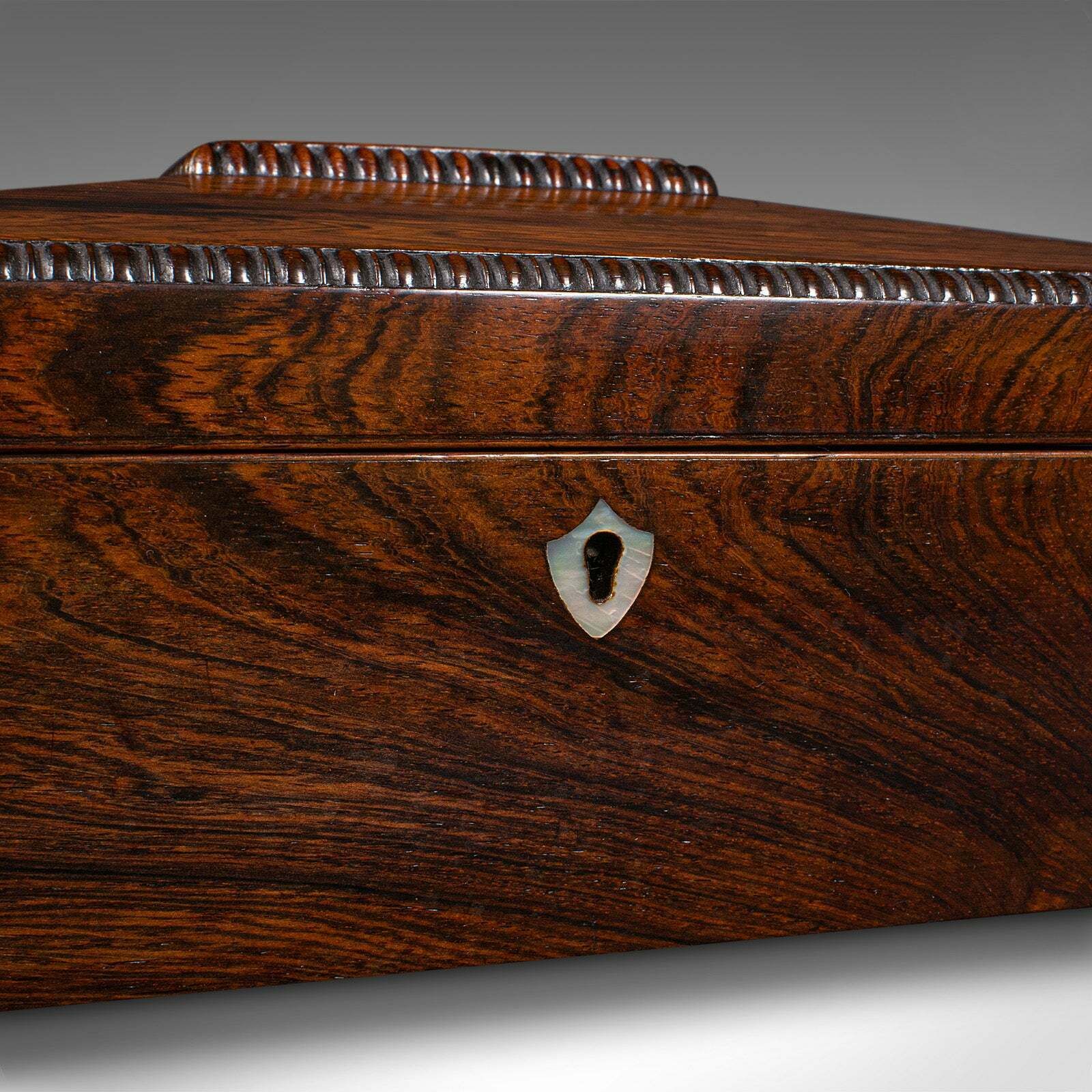 photo for sale Antique Sarcophagus Keepsake Box, English, Velvet Lined, Glove Case, Regency