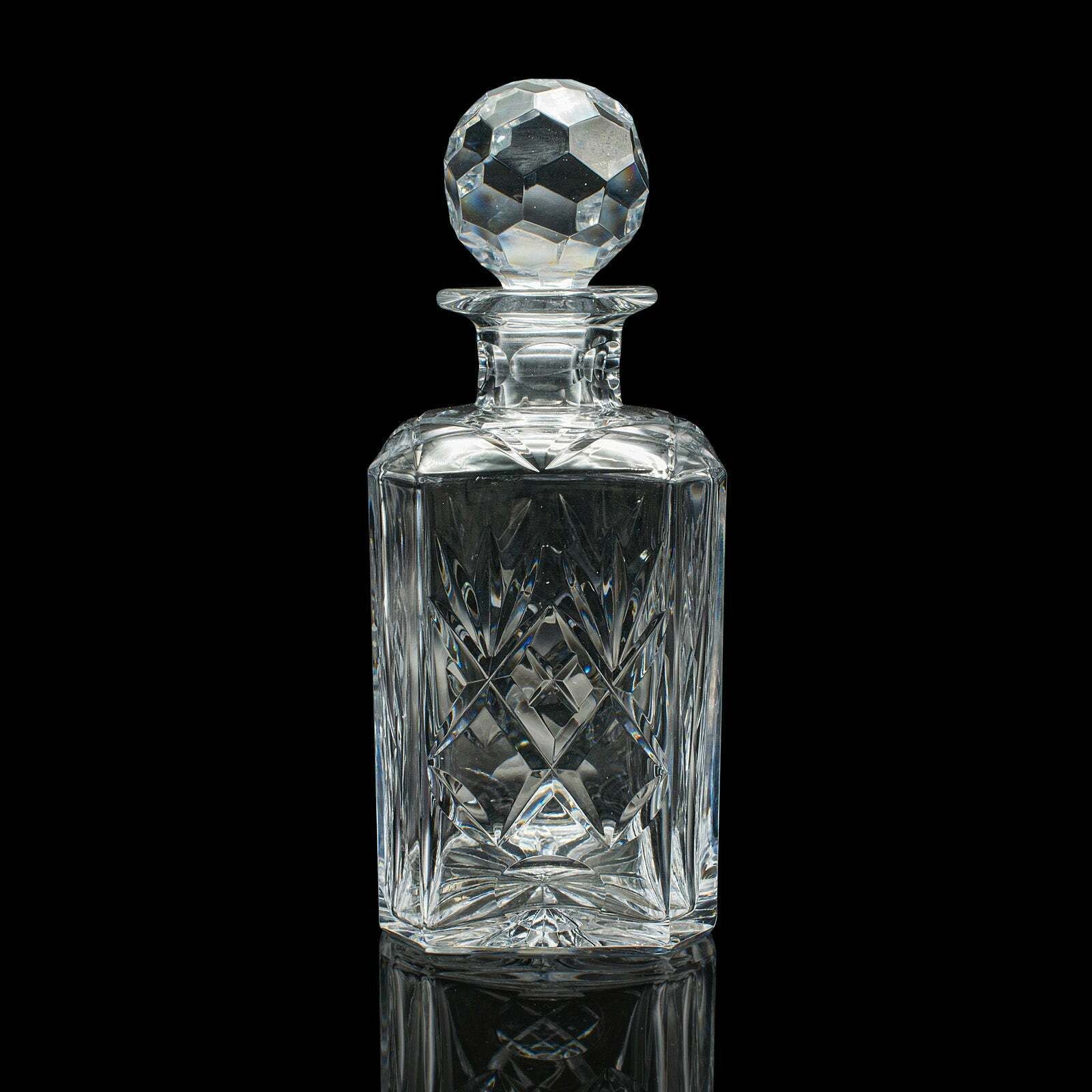 Vintage Executive Whiskey Decanter, English, Cut Crystal Glass, Spirit Vessel photo for sale