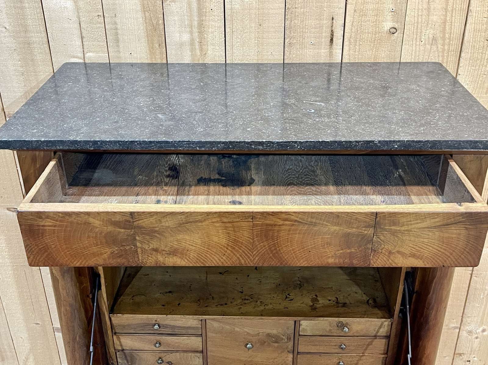 photo buy Empire Period Secretary In Walnut, Oak And Black Marble