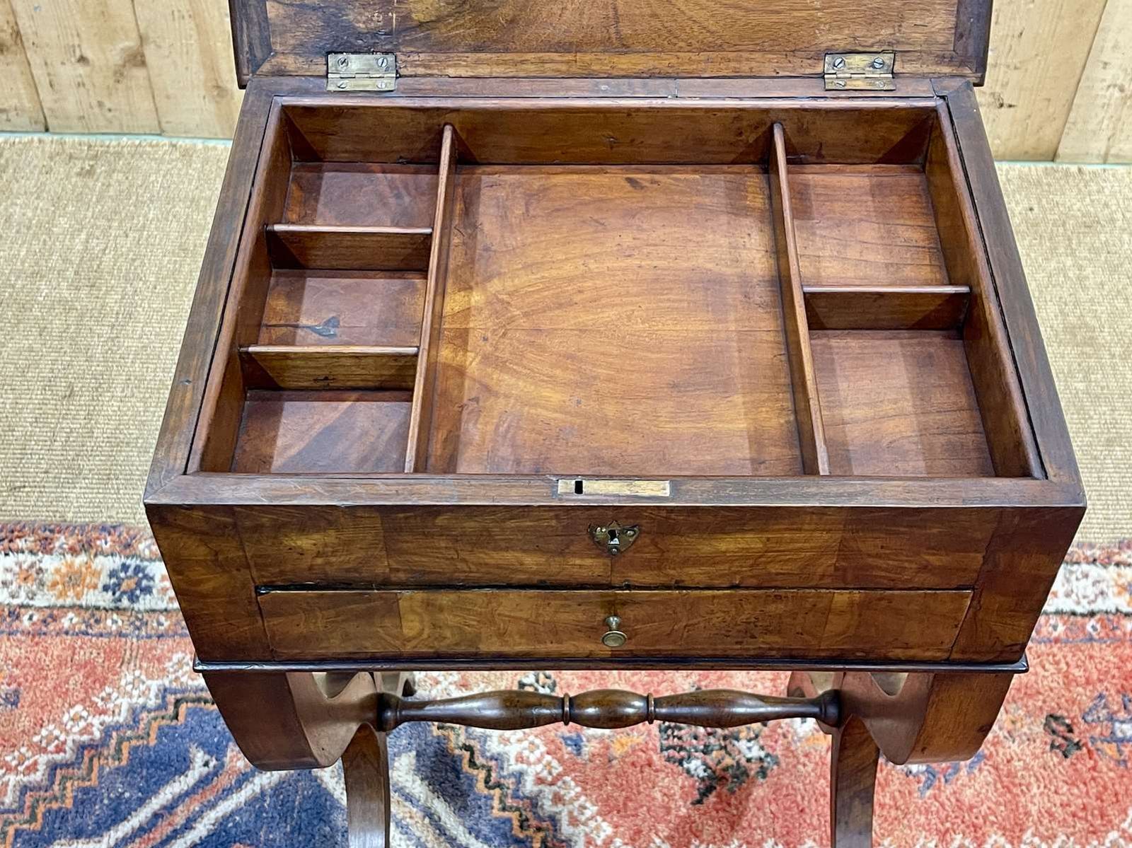 Walnut Sewing Furniture From The 19th Century photo vintage